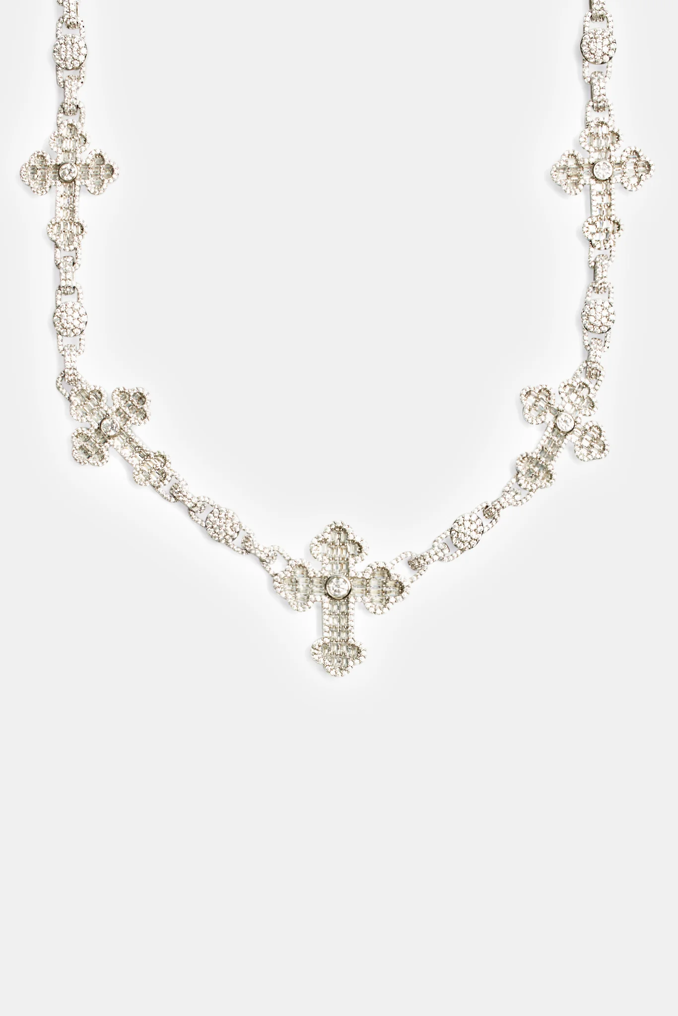 Iced Baguette CZ Cross Drop Chain