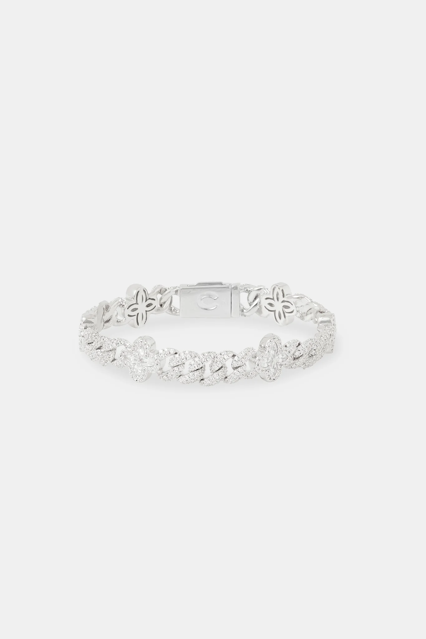 Iced Baguette Motif Cuban Bracelet - 8mm - Image 2