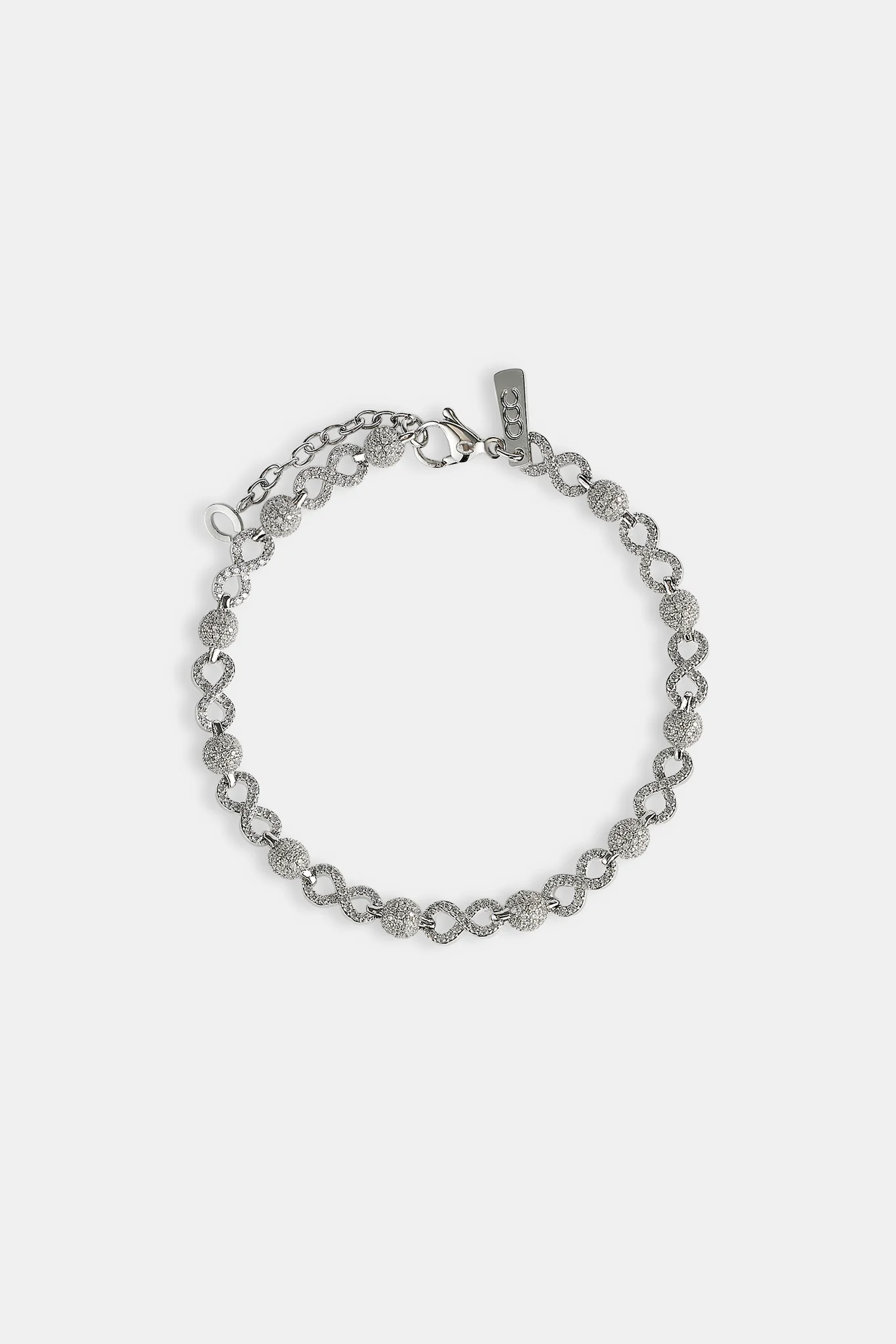 Iced Ball & Infinity Link Bracelet - 6mm - Image 3