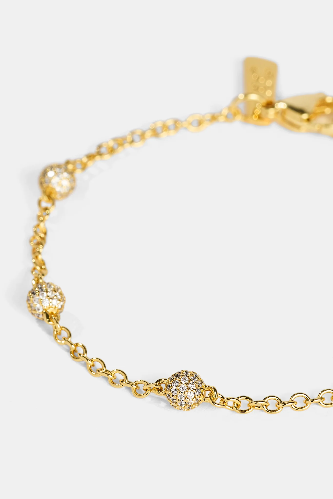 Iced Ball Rolo Bracelet - 4mm - Gold - Image 4