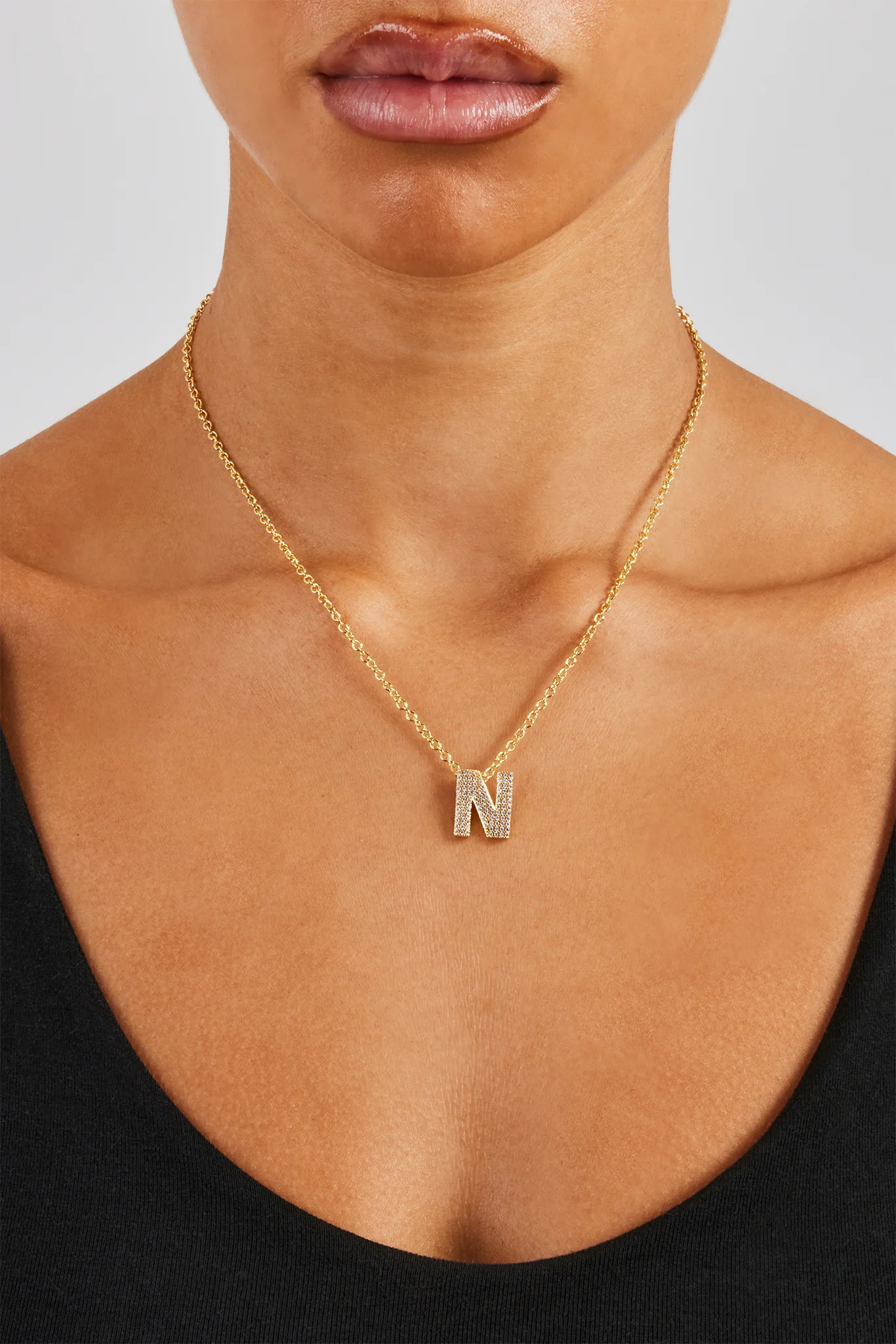 Iced Balloon Letter Necklace - 20mm - Gold - Image 10
