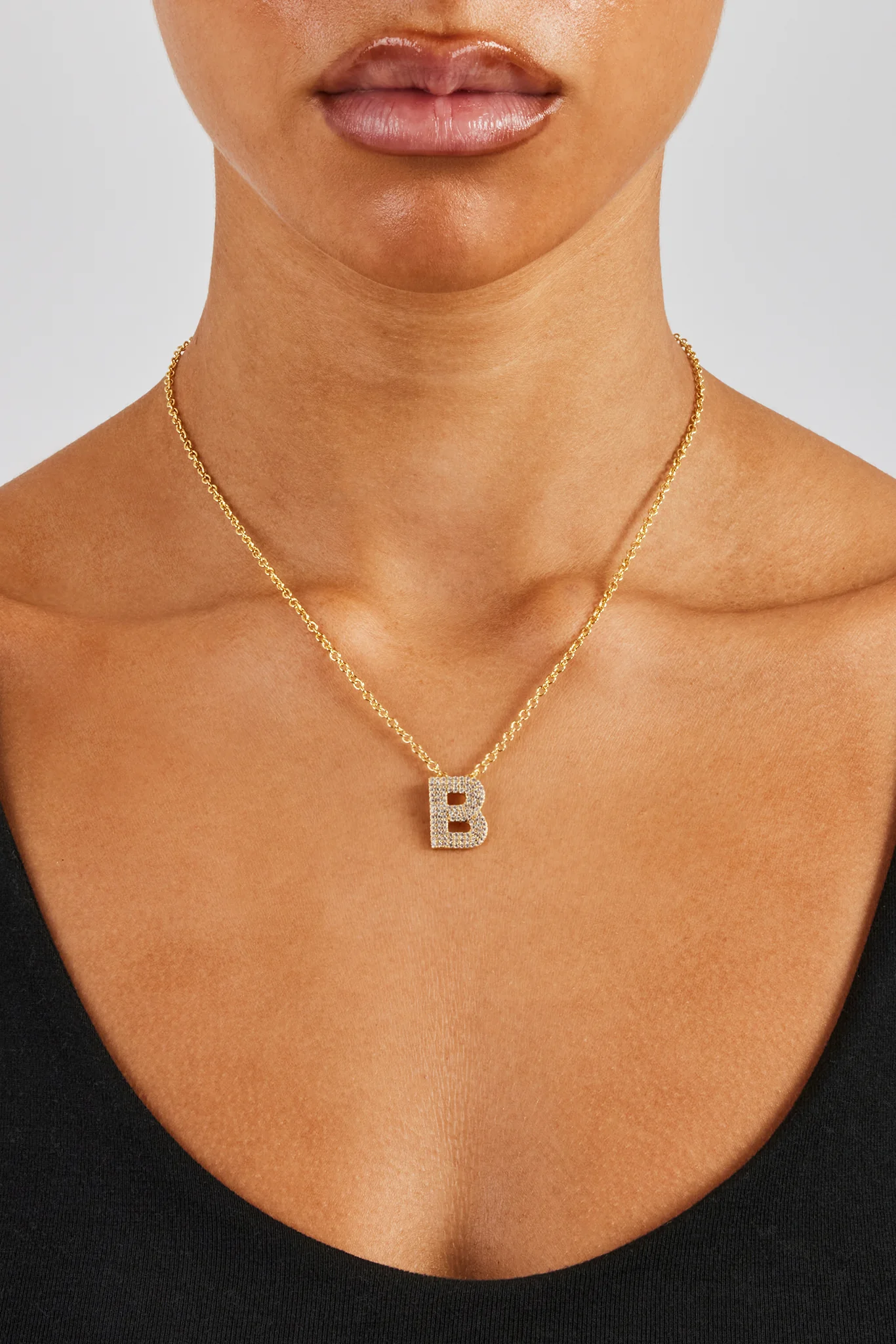 Iced Balloon Letter Necklace - 20mm - Gold - Image 2