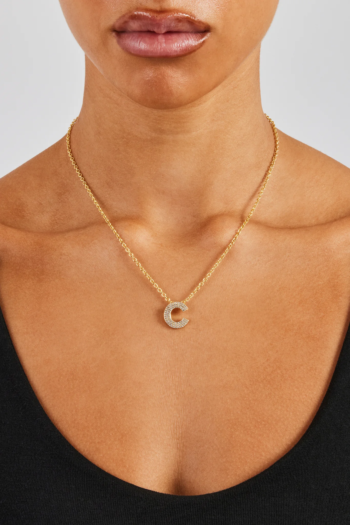 Iced Balloon Letter Necklace - 20mm - Gold - Image 3
