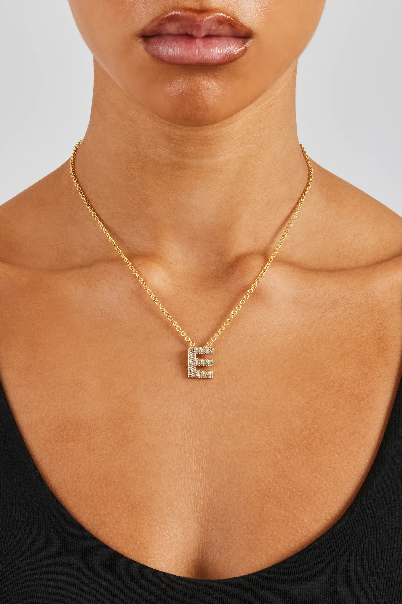 Iced Balloon Letter Necklace - 20mm - Gold - Image 5