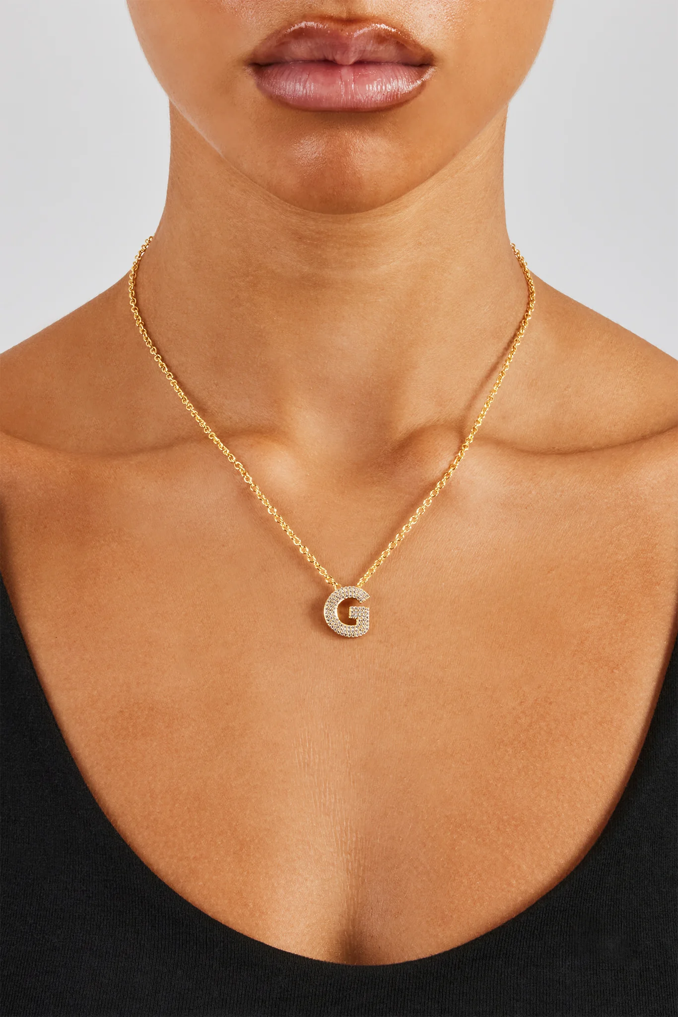 Iced Balloon Letter Necklace - 20mm - Gold - Image 6