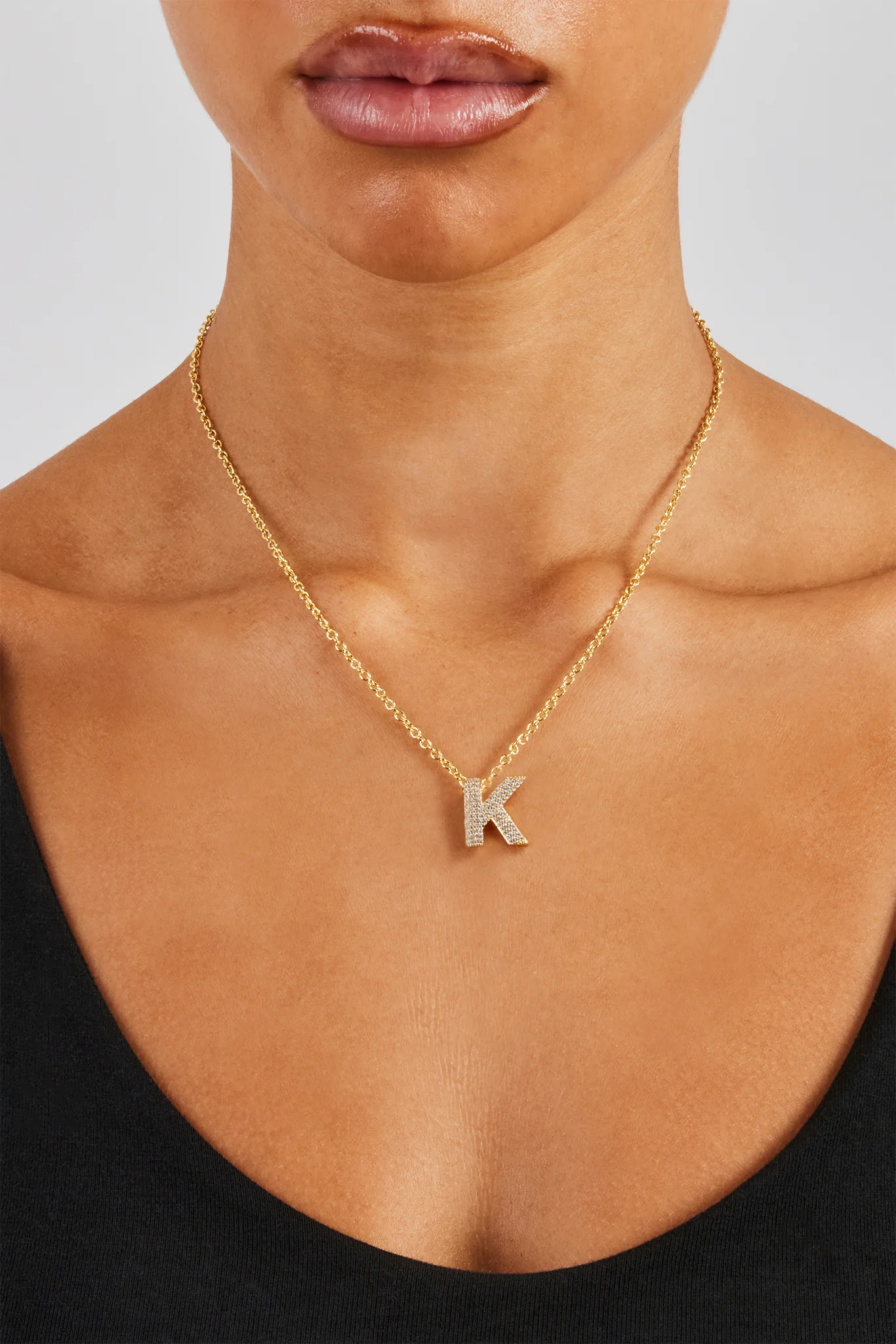 Iced Balloon Letter Necklace - 20mm - Gold - Image 7
