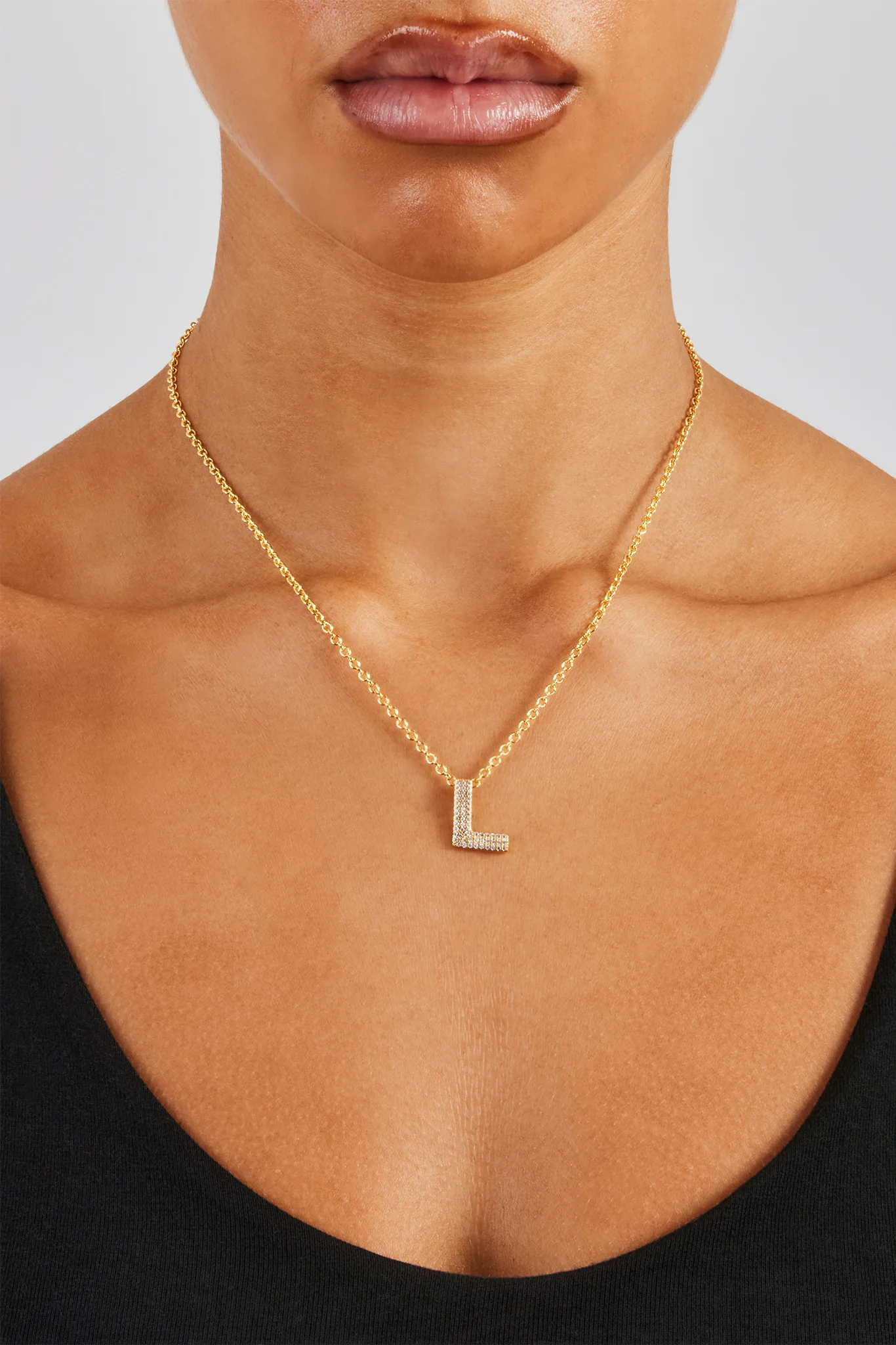 Iced Balloon Letter Necklace - 20mm - Gold - Image 8