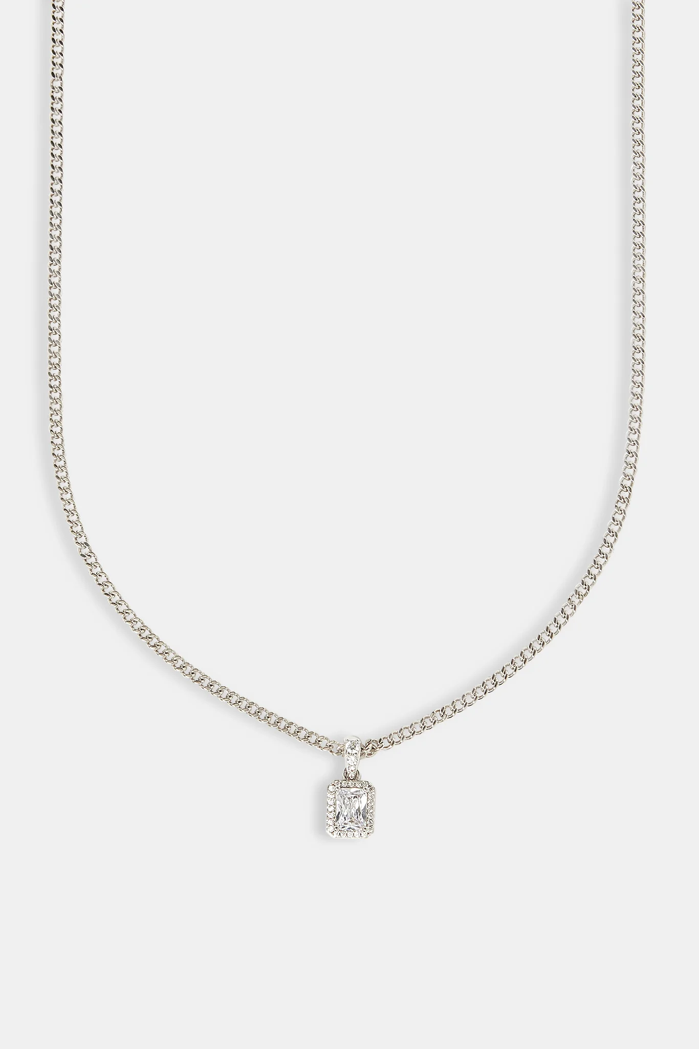 Iced Bezel Pendant Necklace - 10mm - Image 2