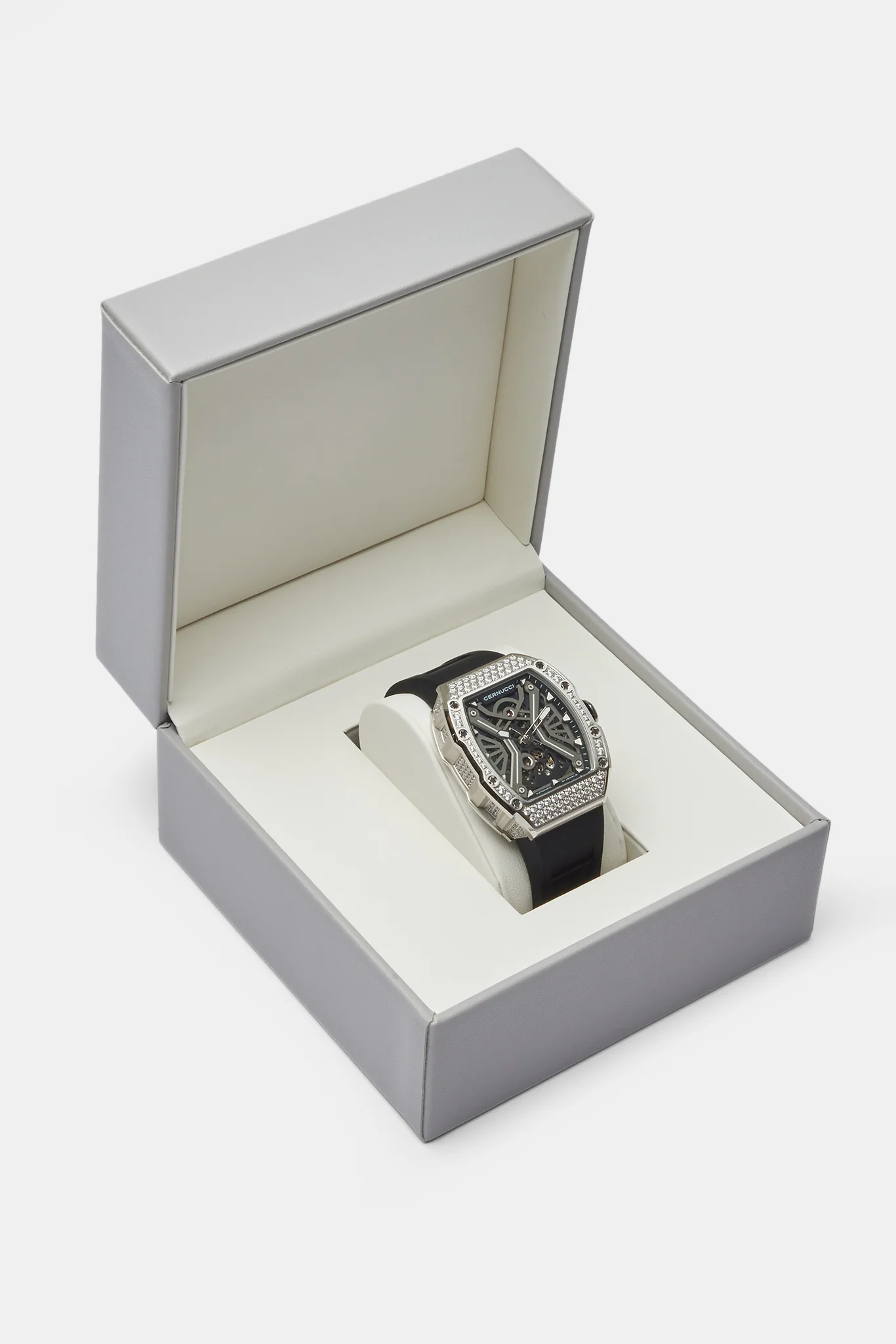Iced Bezel Skeleton Rubber Strap Watch - Image 5