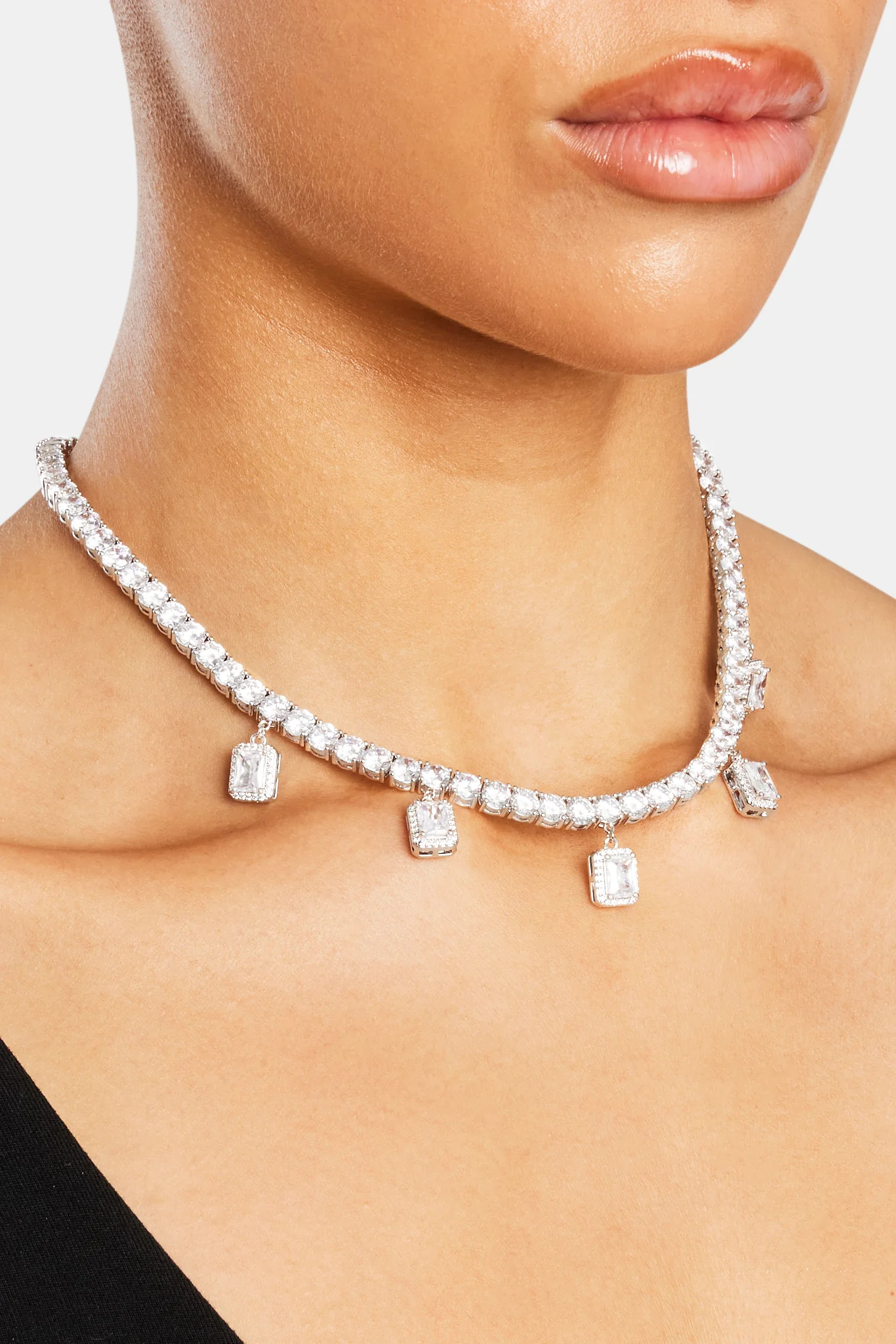 Iced Bezel Tennis Chain - White - Image 3