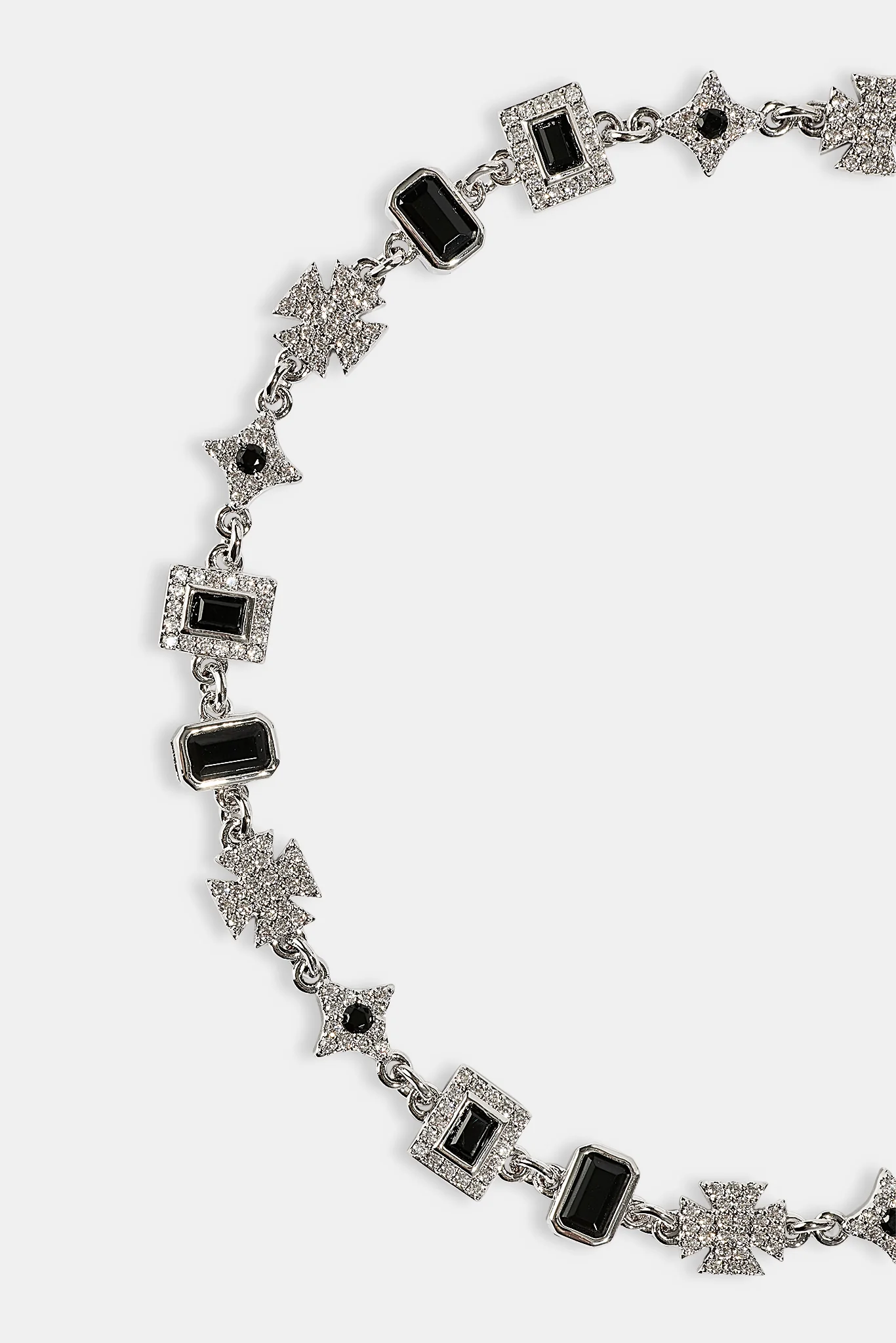 Iced Black Gemstone & Motif Bracelet - 6mm - White - Image 3