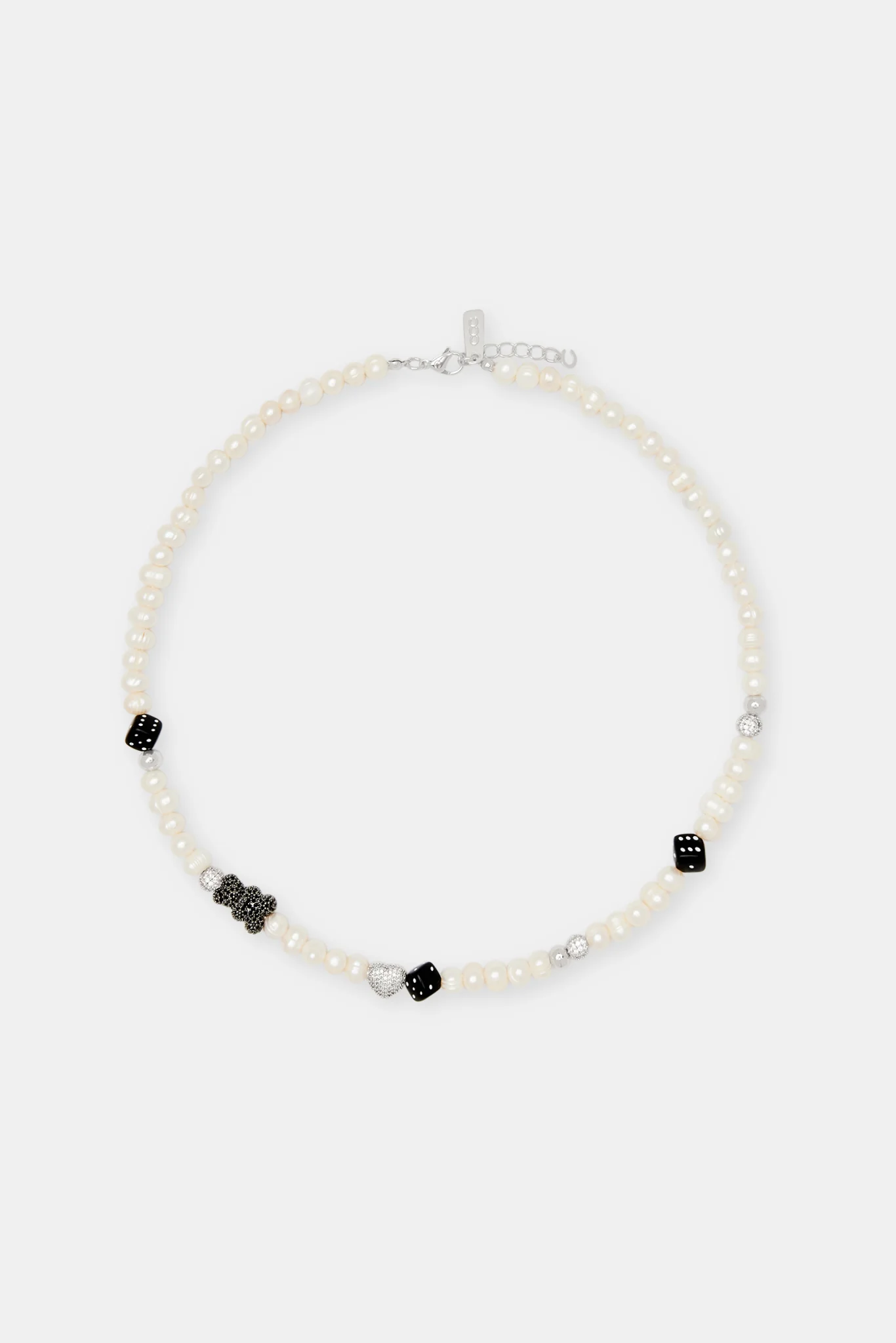 Iced Black Motif Freshwater Pearl Necklace - Image 3