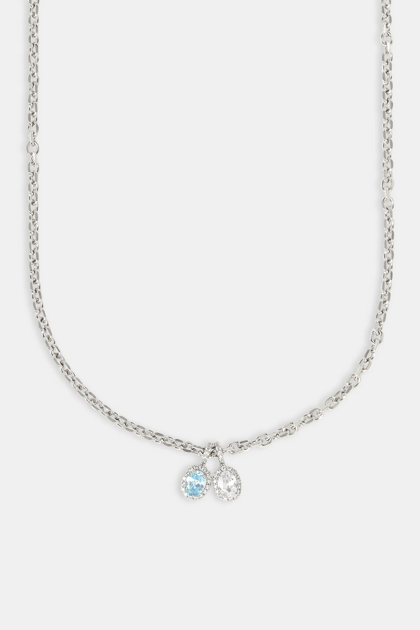 Iced Blue & Clear Double Gemstone Necklace - 10mm - Image 2