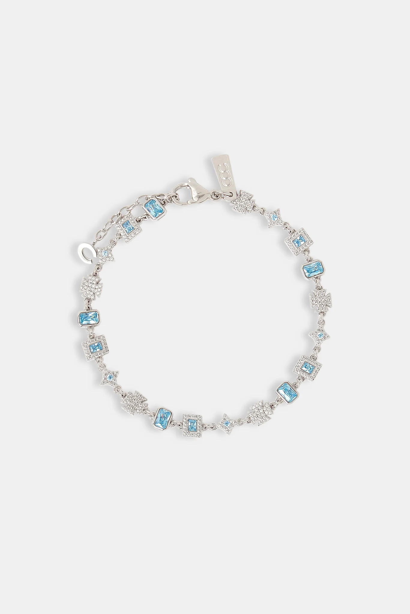 Iced Blue Gemstone & Motif Bracelet - 6mm - Image 2