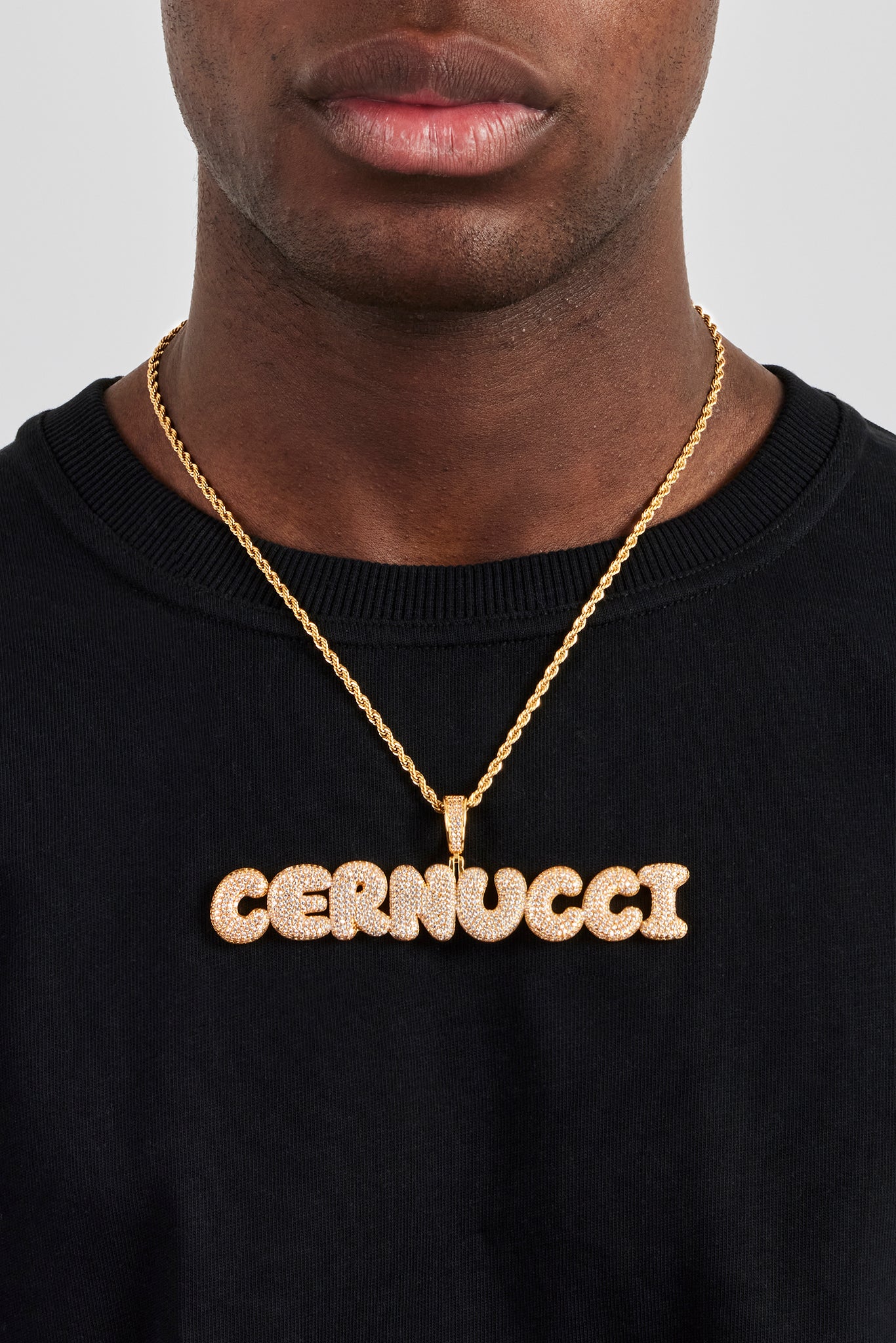Iced Bubble Font Letter Pendant - 20mm - Gold - Image 4