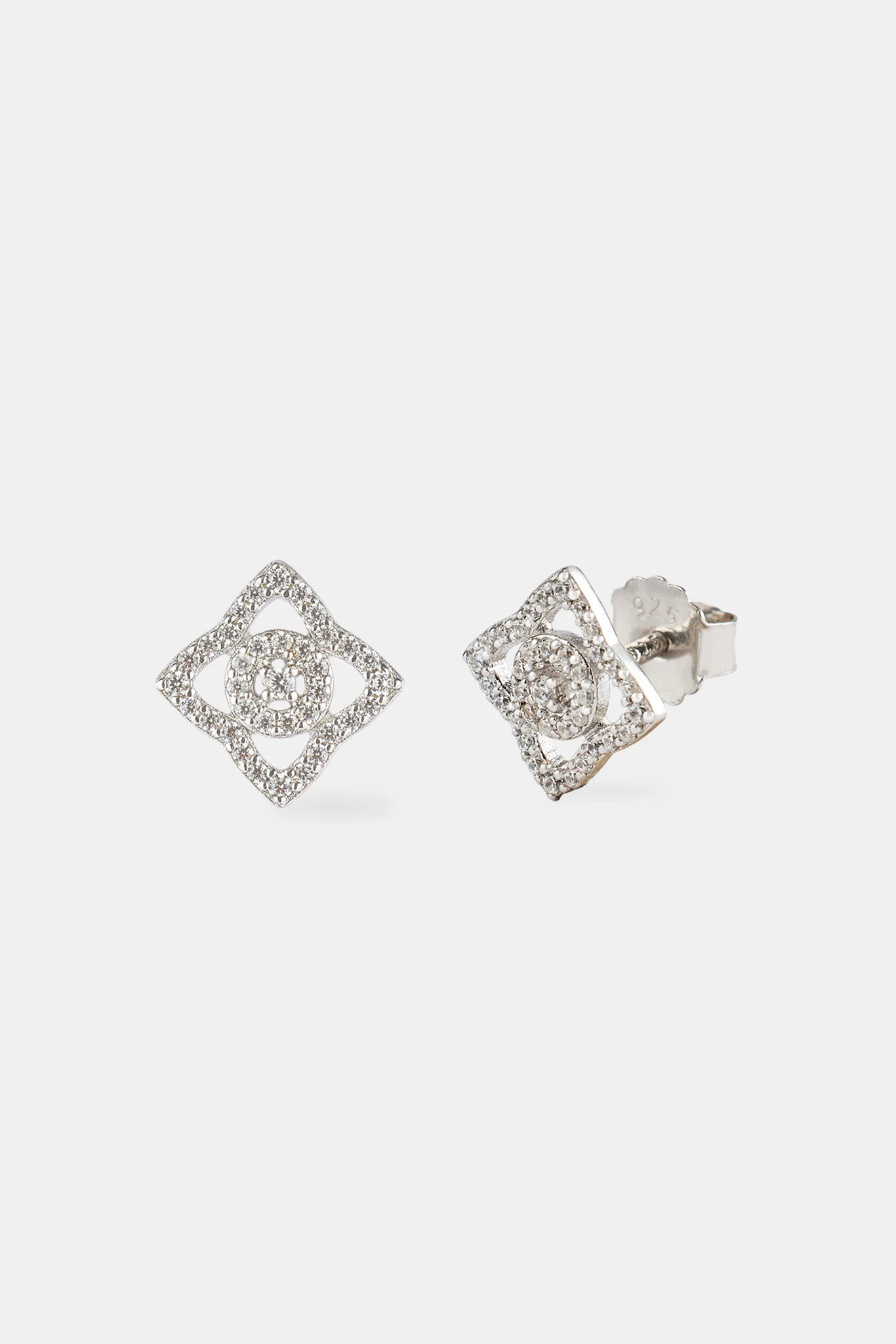 Iced Centre Motif Stud Earrings - 8mm