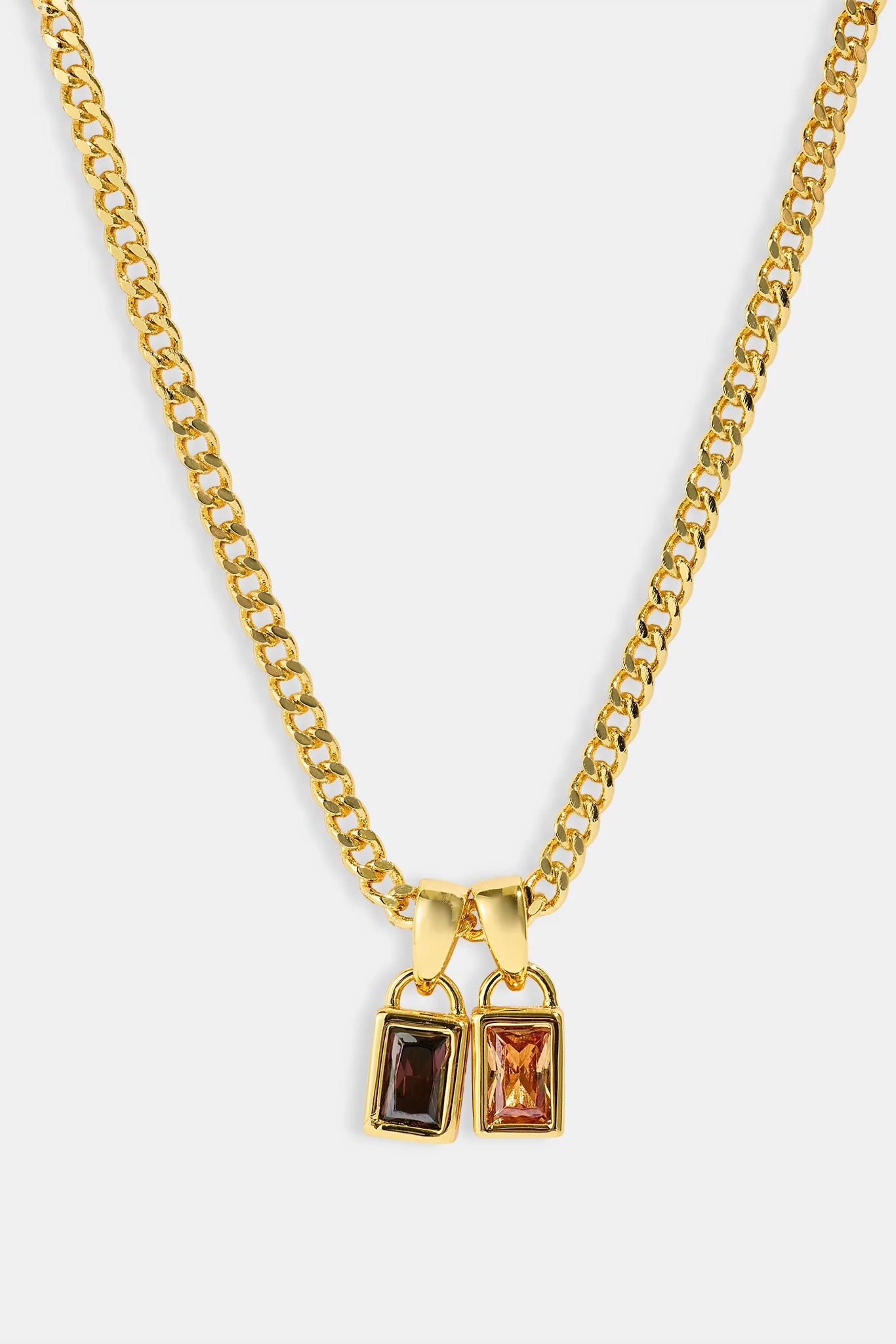 Iced Chocolate Double Pendant Necklace - 6mm - Gold - Image 2