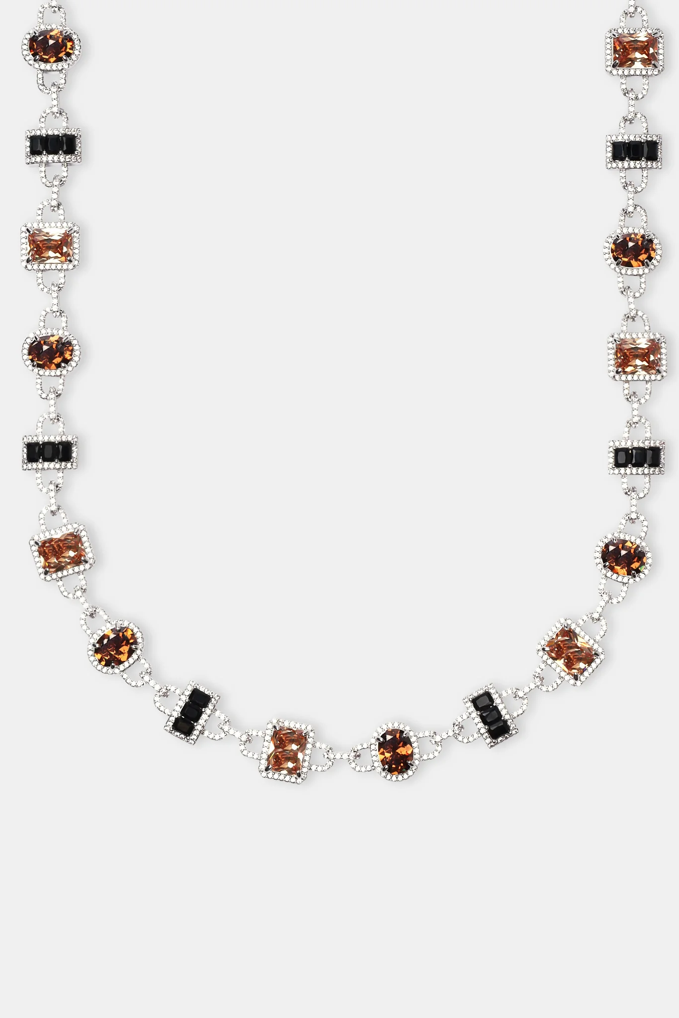 Iced Chocolate Mixed Shape Gemstone Chain & Bracelet - White - Image 2