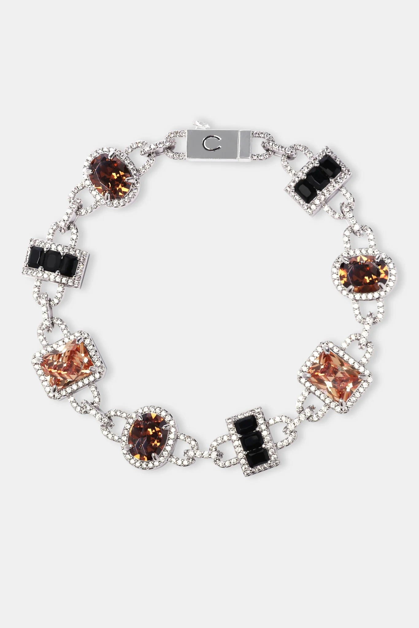 Iced Chocolate Mixed Shape Gemstone Chain & Bracelet - White - Image 3
