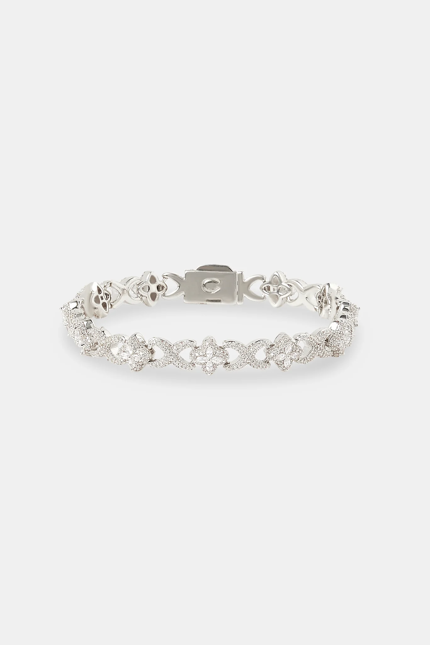 Iced Clear Baguette Motif Infinity Bracelet - 10mm - Image 2