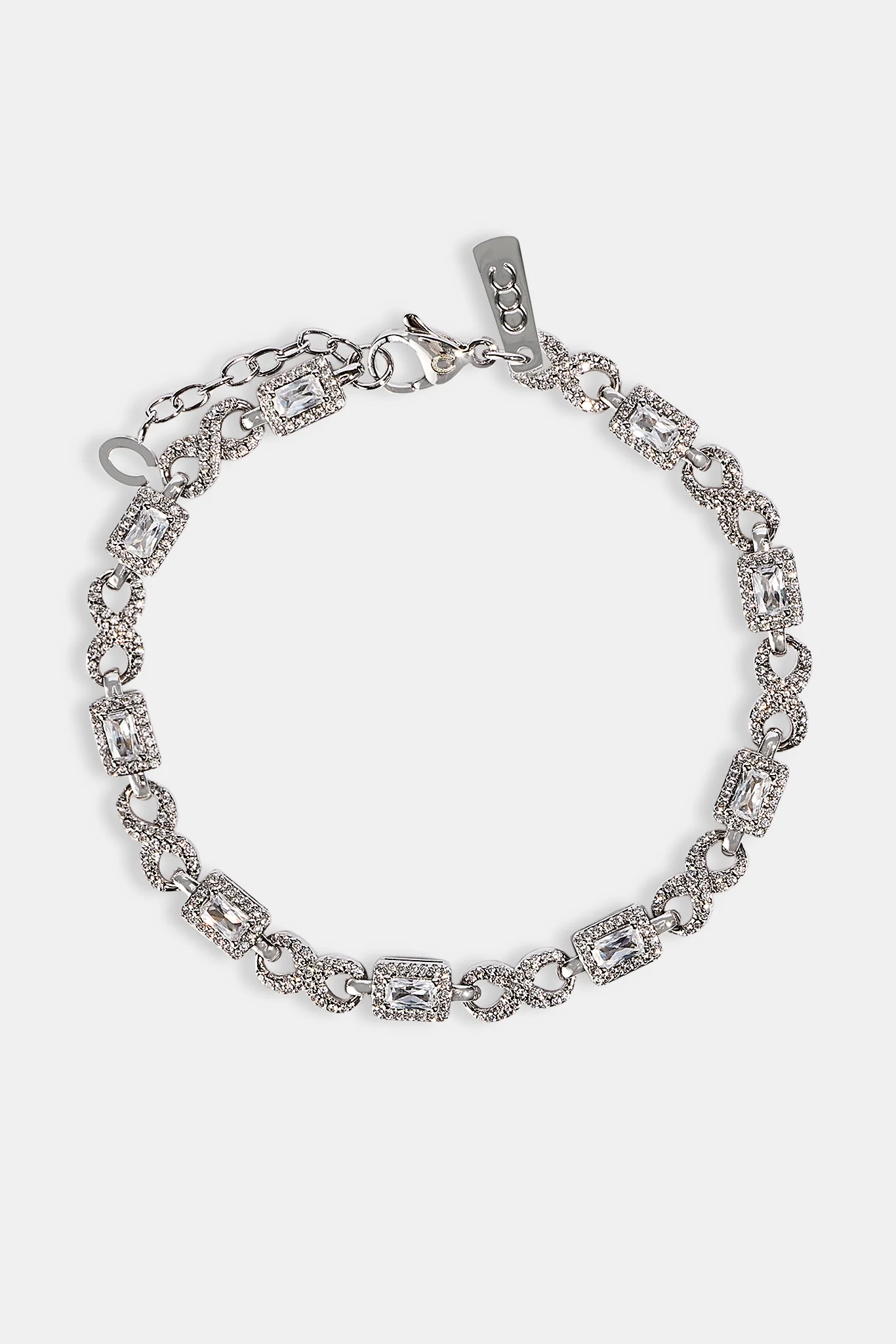 Iced Clear Baguette Stone Infinity Link Bracelet - 6mm - Image 2