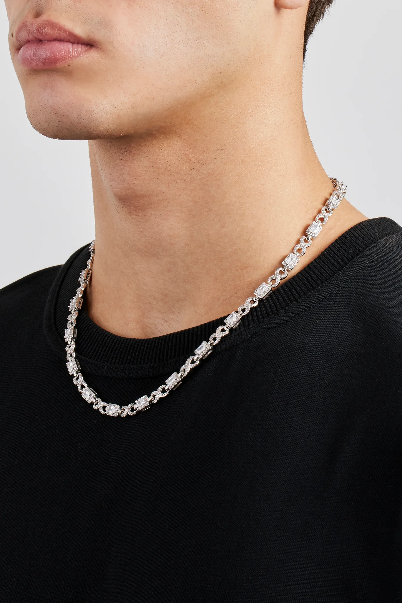 Iced Clear Baguette Stone Infinity Link Chain - 6mm - Image 3