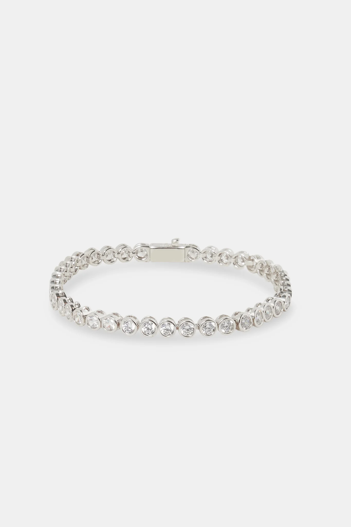 Iced Clear Round Stone Bracelet - 5mm - Image 2