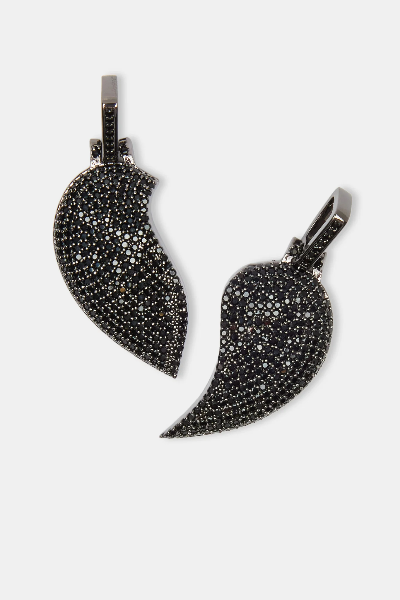 Iced Connecting Heart Pendant - Black - Image 4