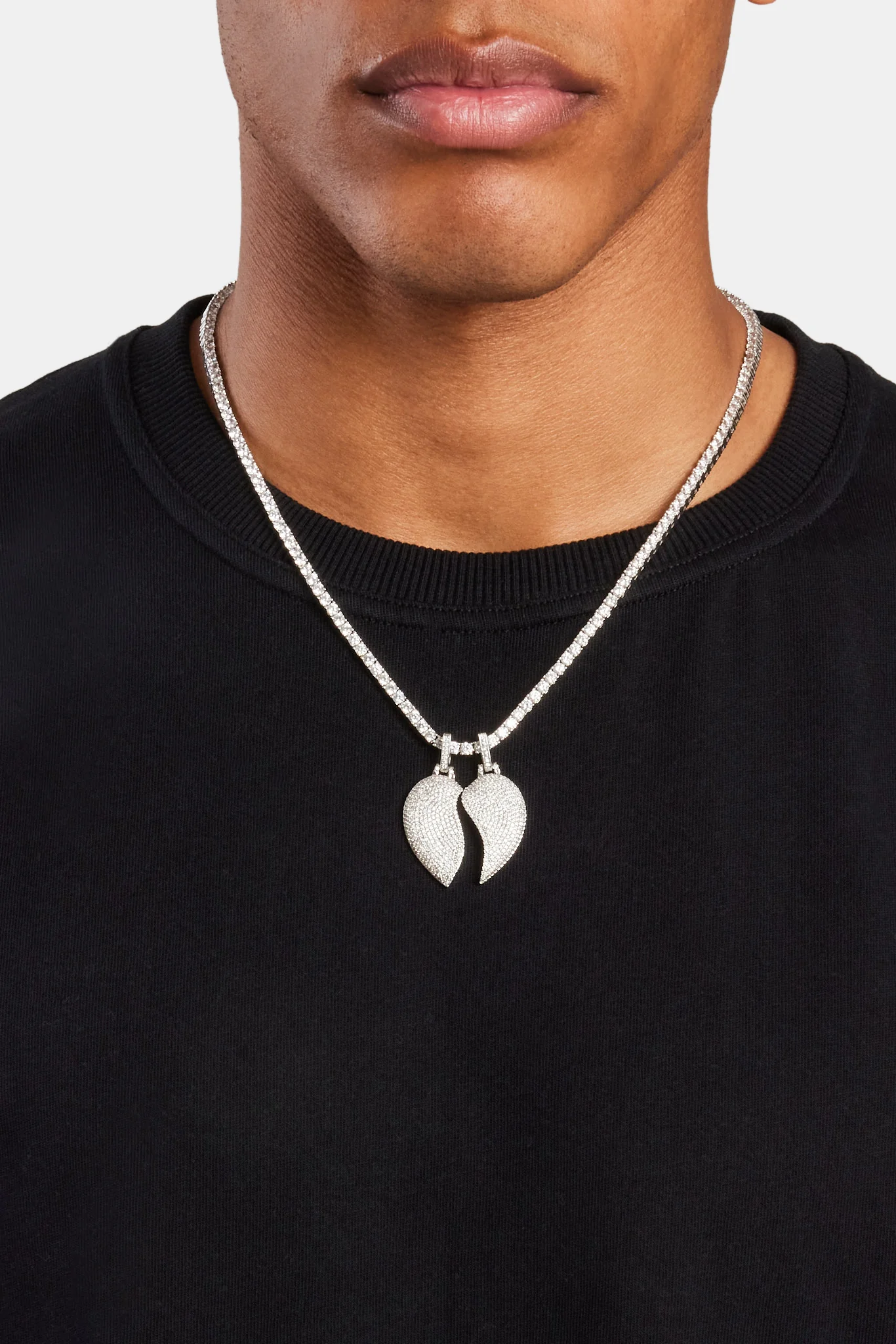 Iced Connecting Heart Pendant - Clear - Image 3