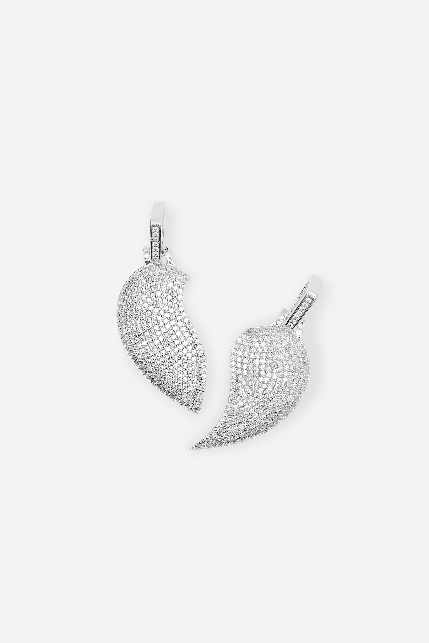 Iced Connecting Heart Pendant - Clear - Image 4