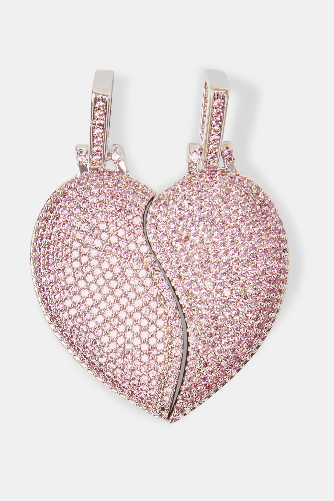 Iced Connecting Heart Pendant - Pink - Image 2