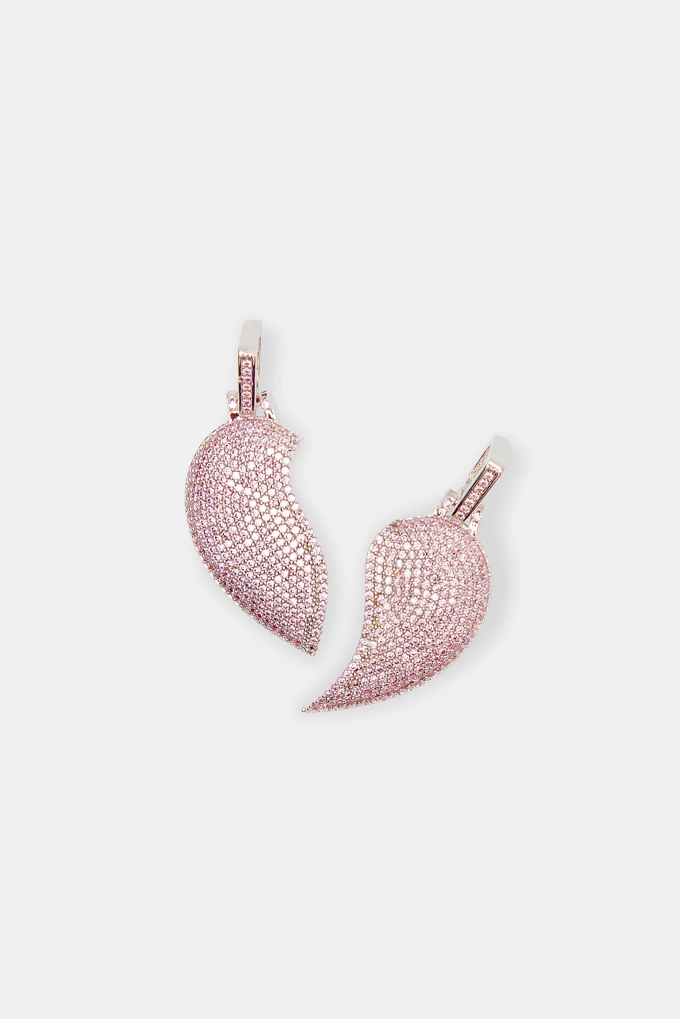 Iced Connecting Heart Pendant - Pink - Image 3