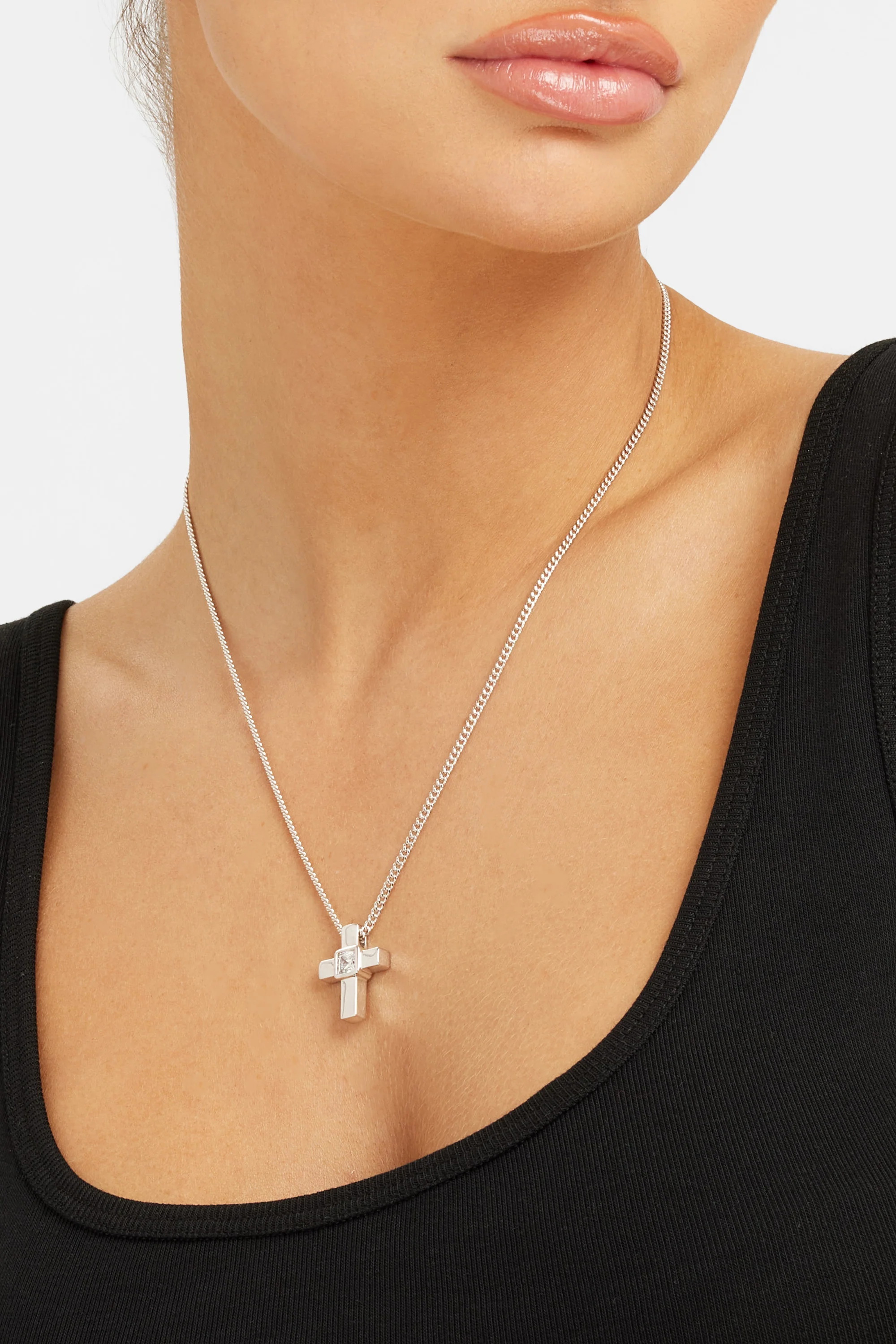 Iced Cross Box Chain Necklace - Image 2