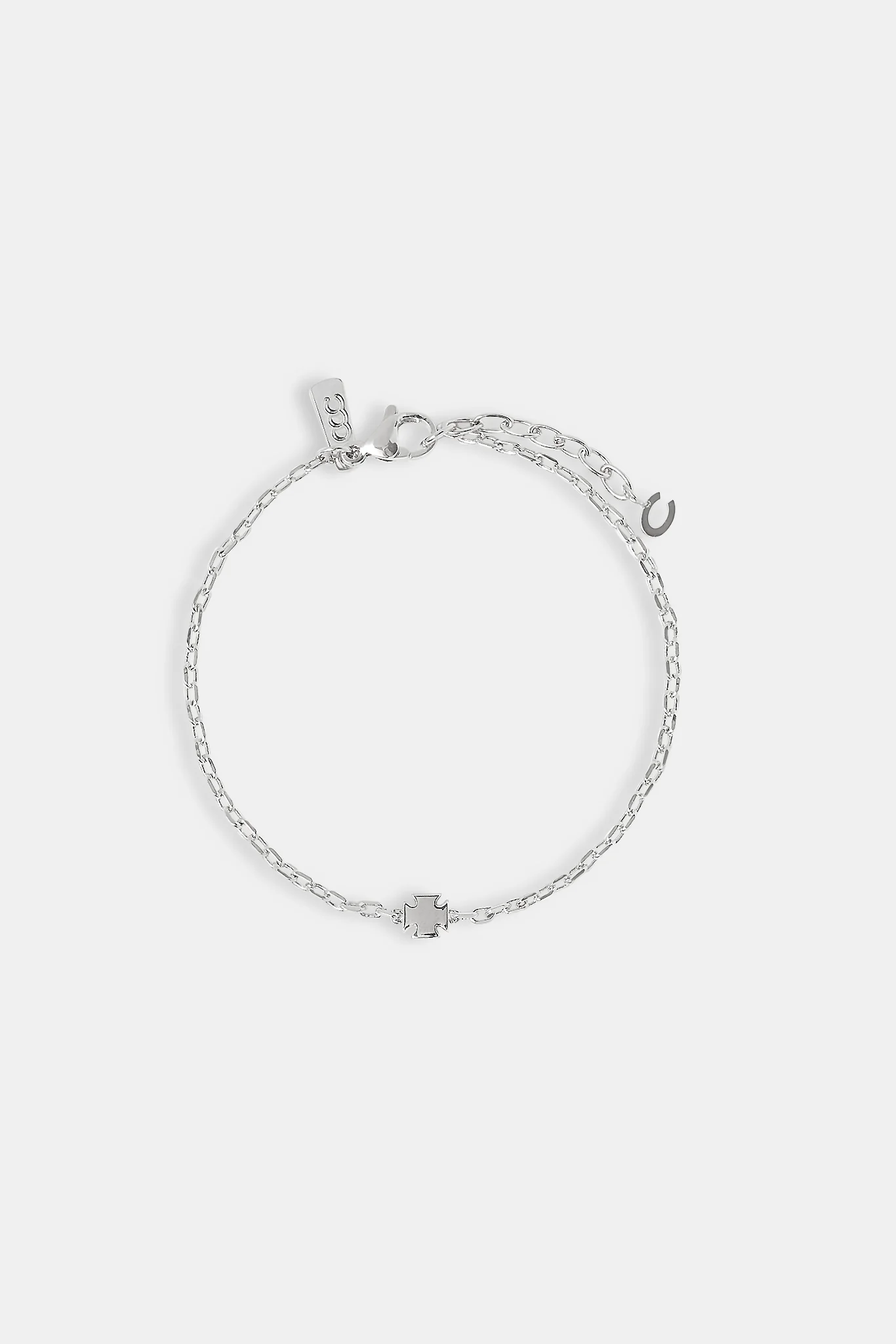 Iced Cross Centre Rolo Bracelet - 6mm - Image 2