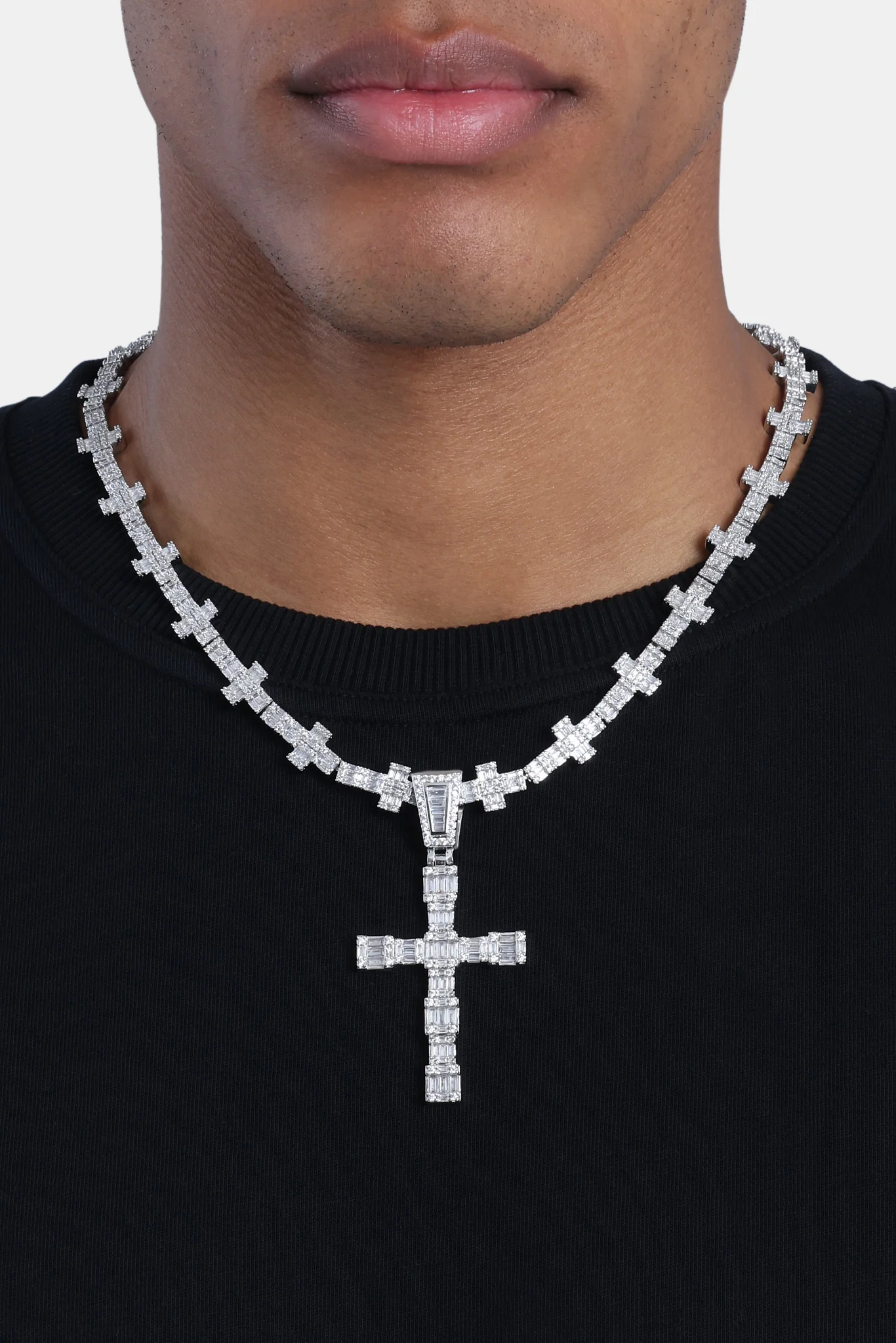 Iced Cross Chain & Pendant - White - Image 2