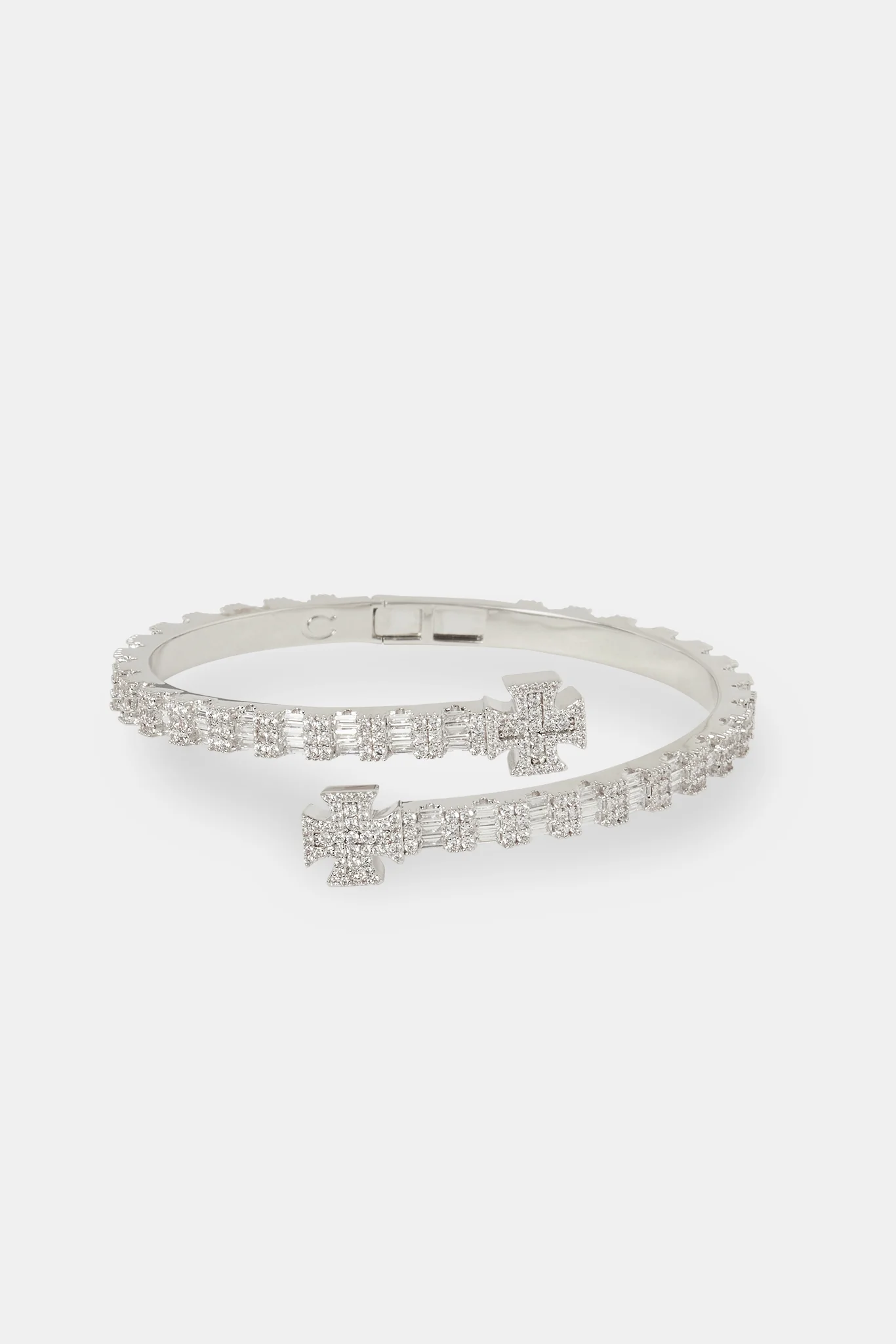Iced Cross Motif Baguette Bangle - 8mm - Image 2