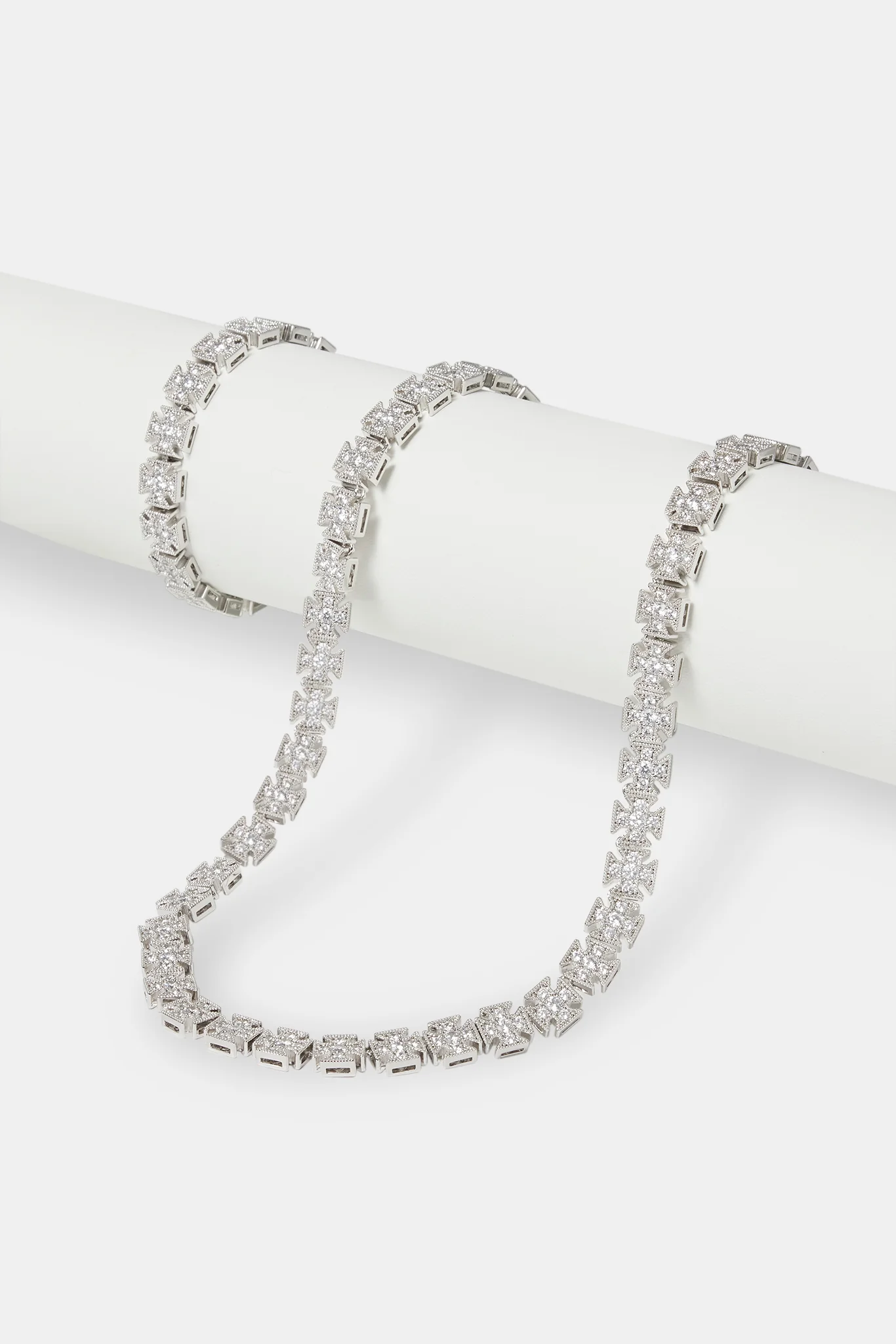 Iced Cross Motif Chain & Bracelet - 10mm - Image 2