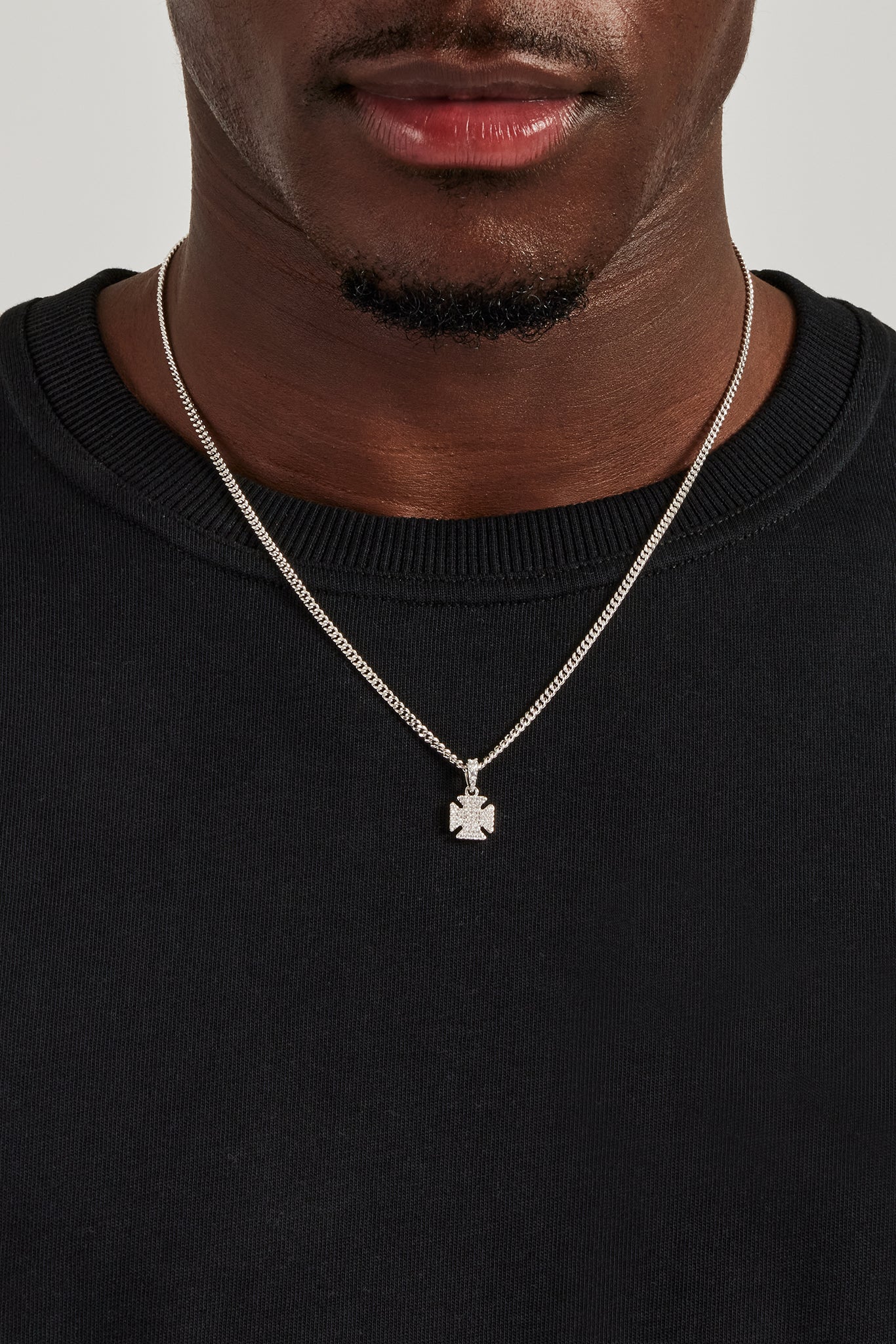Iced Cross Motif Cuban Necklace - 10mm - Image 2