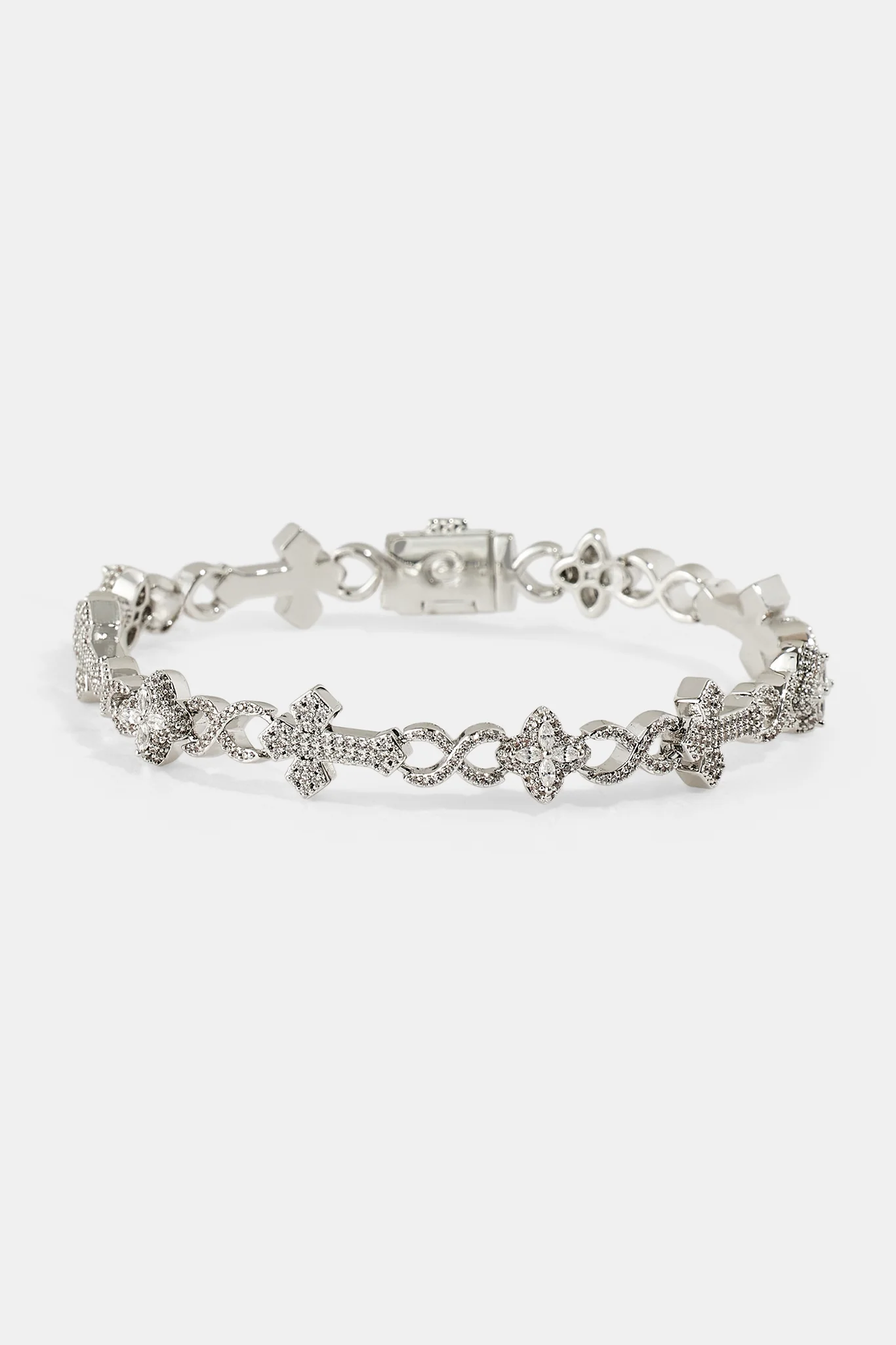 Iced Cross & Motif Infinity Bracelet - 10mm - Image 3