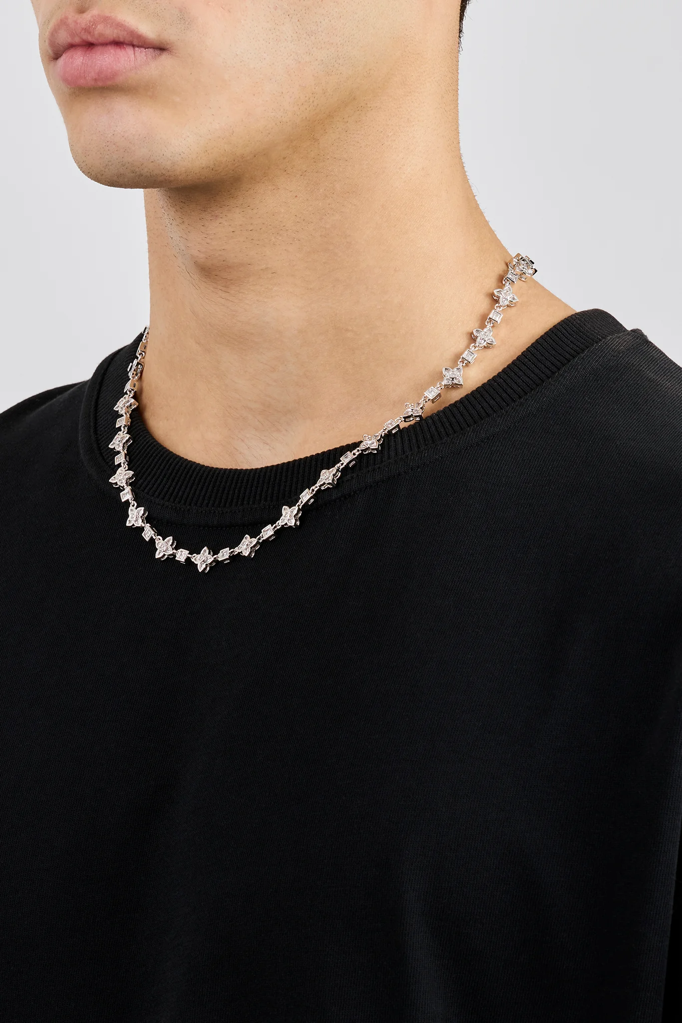 Iced Cross Motif & Square Stone Chain - 8mm - Image 4