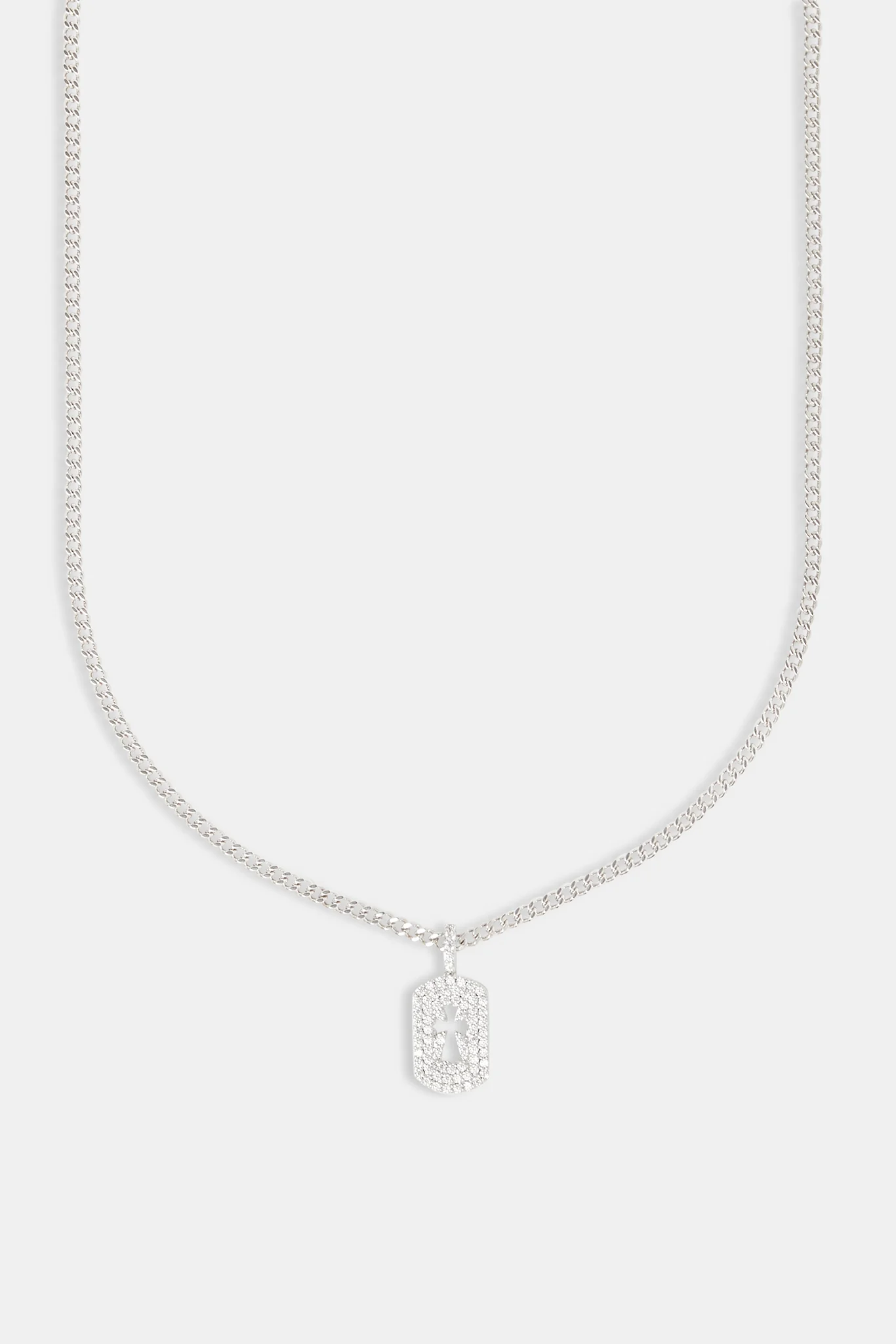 Iced Cross Outline Necklace - 15mm - Image 2