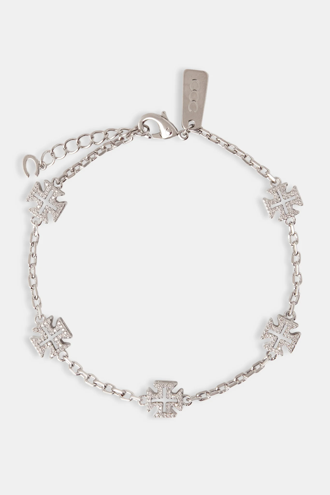 Iced Cross Outline Rolo Link Bracelet - 8mm - Image 2