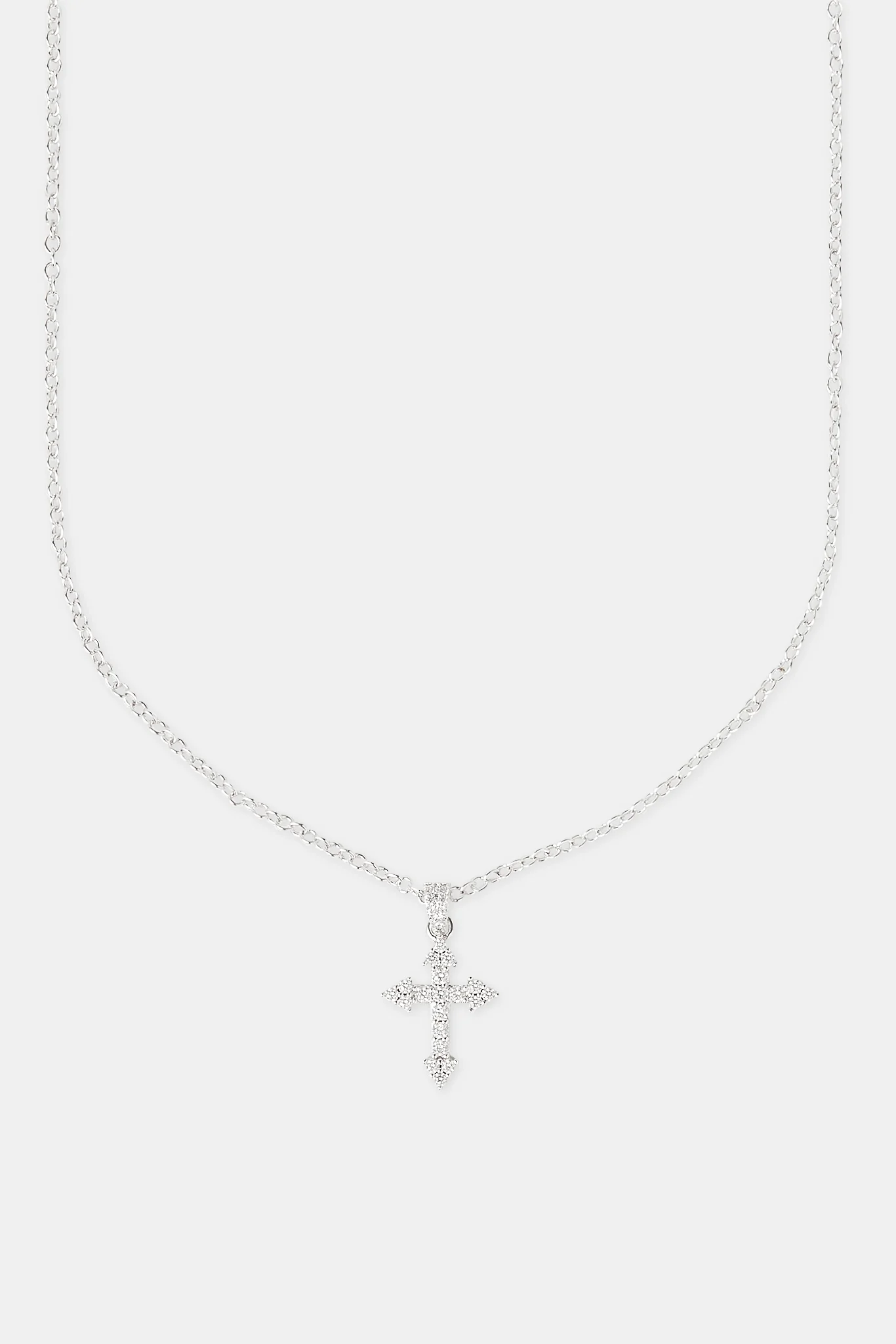 Iced Cross Pendant Necklace - 25mm - Image 2