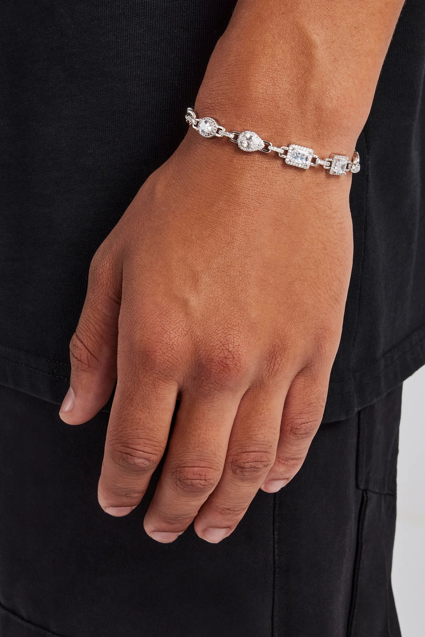 Iced Cuban Link Mixed Gemstone Bracelet - 8mm - Image 2