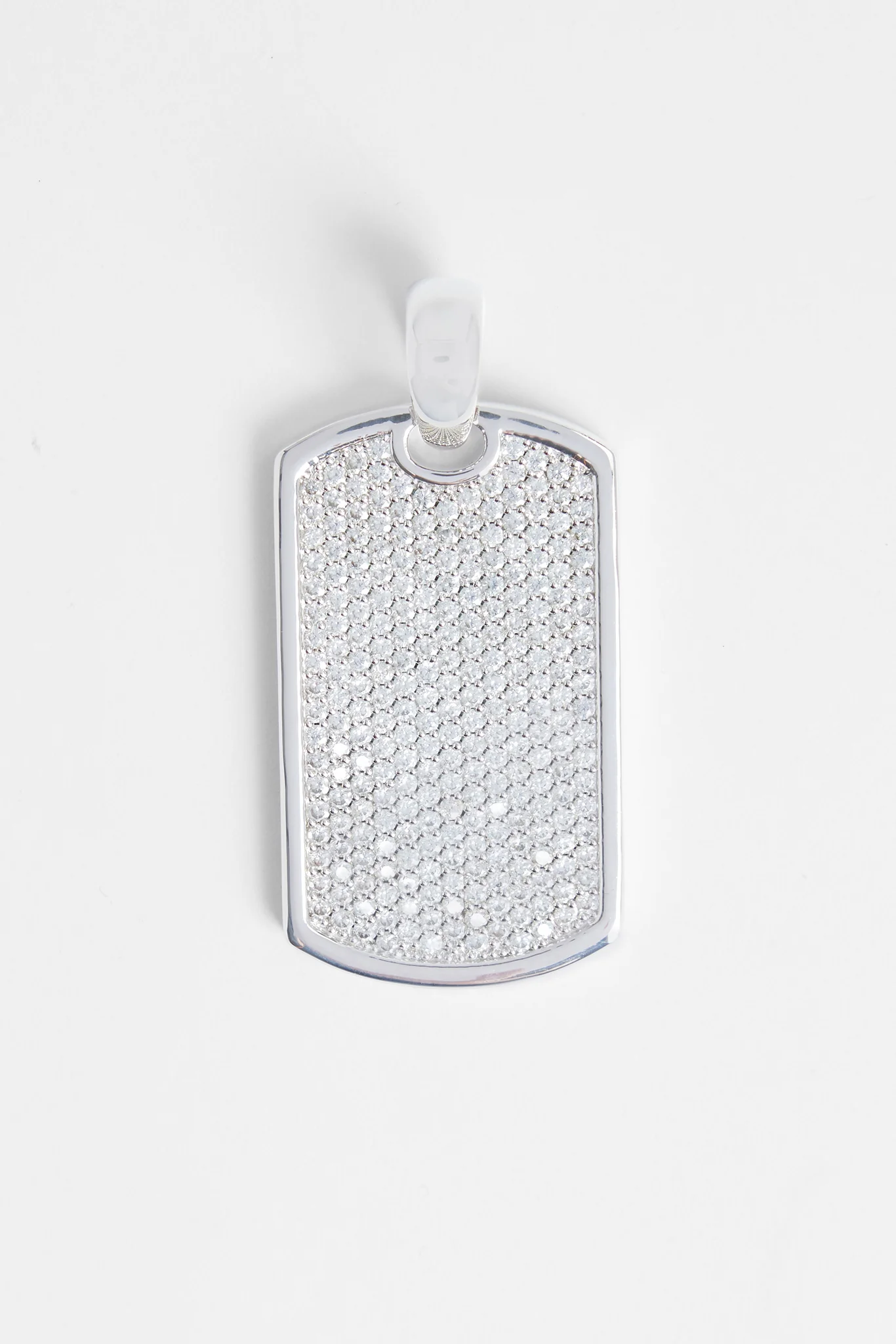 Iced CZ 2 Tone Dog Tag Pendant - Image 2