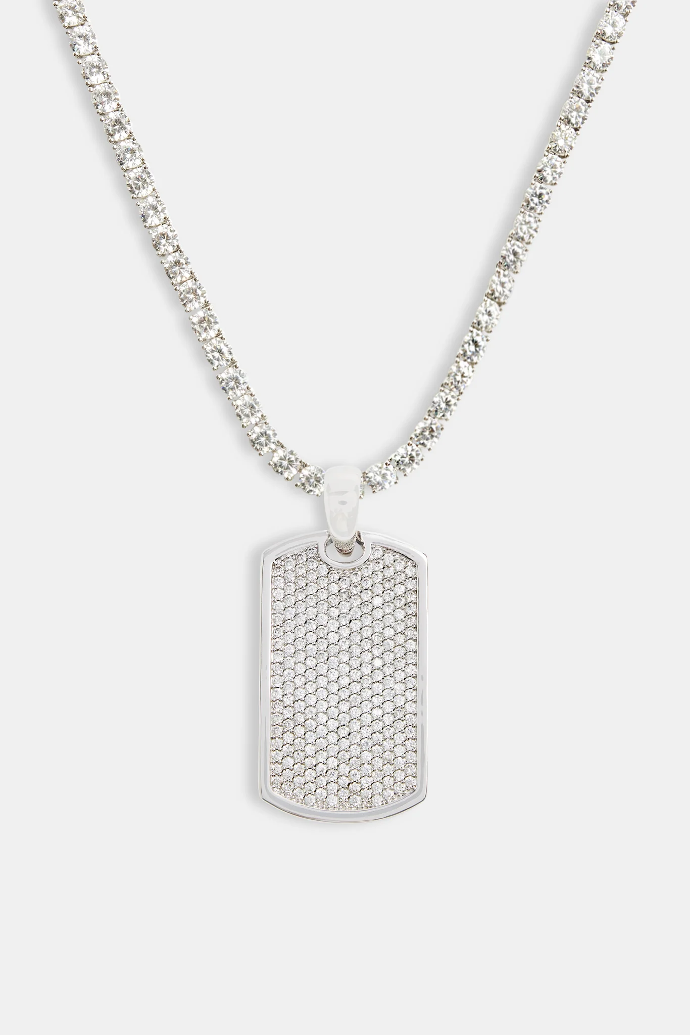 Iced CZ 2 Tone Dog Tag Pendant - Image 8