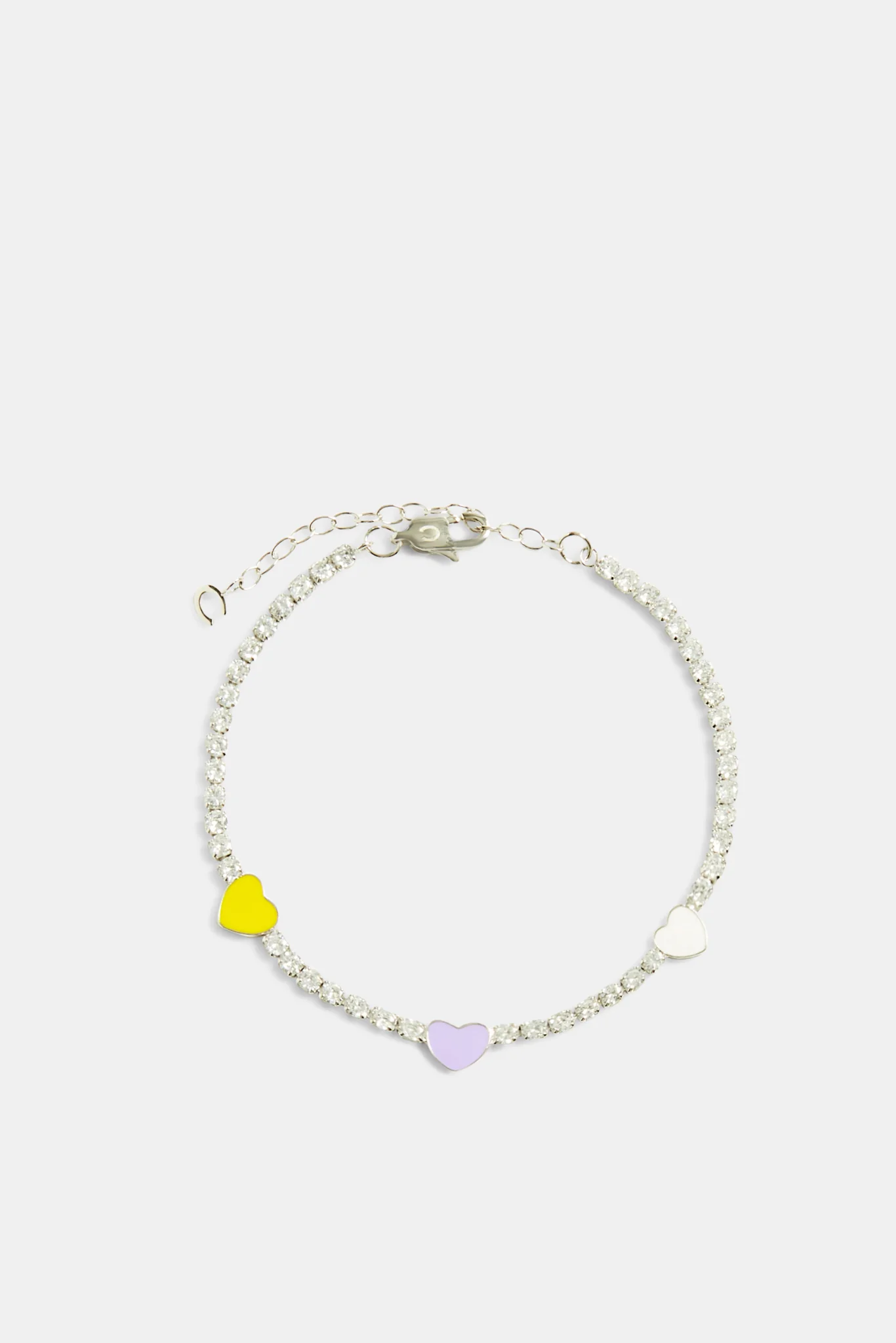 Iced CZ and Enamel Heart Tennis Anklet - Image 2