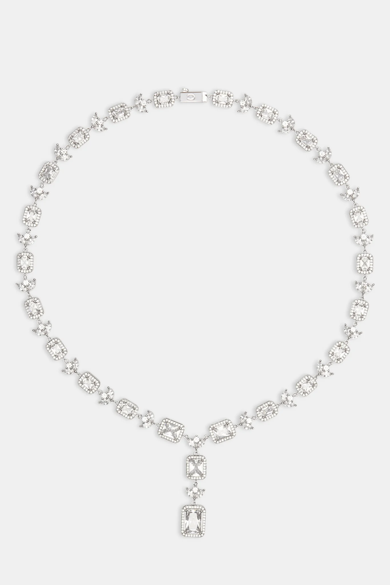 Iced CZ Bezel Cluster Drop Chain - White - Image 4