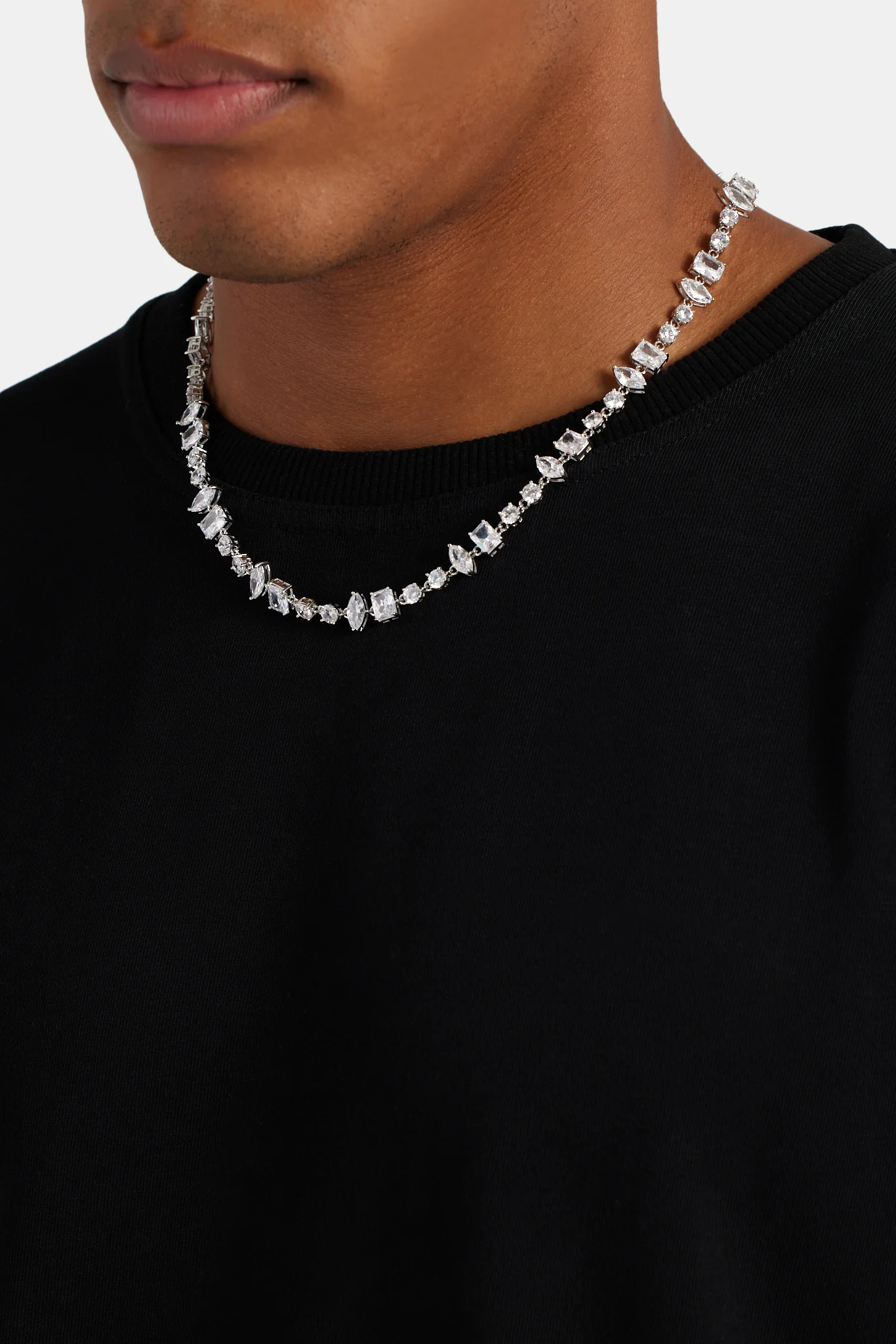 Iced CZ Clear Mixed Shape Tennis Chain - Image 4