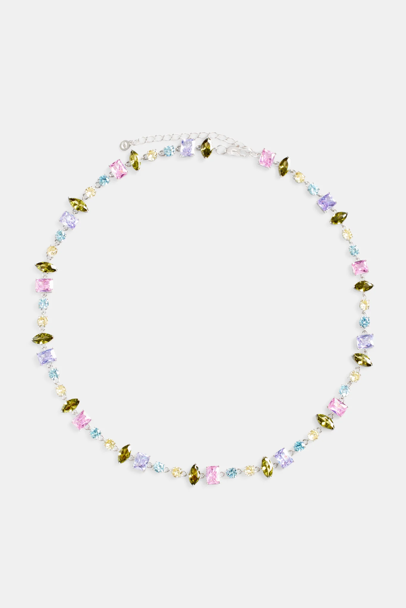 Iced CZ Colourful Mixed Shape Tennis Chain - Image 3